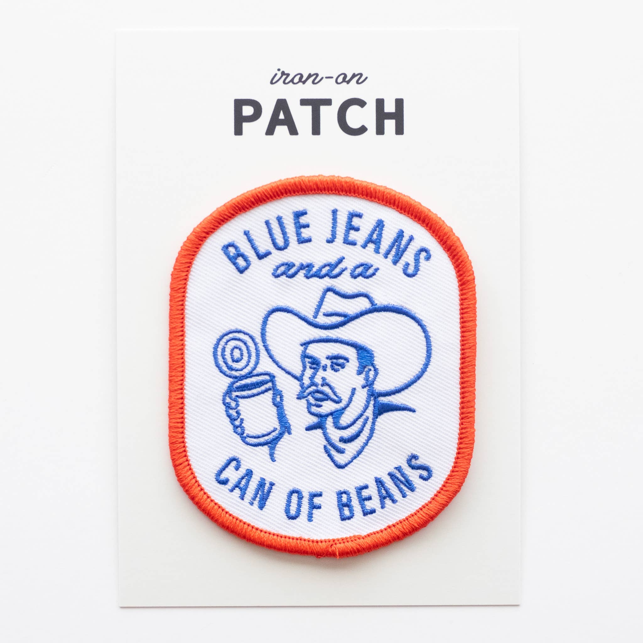 Blue Jeans and a Can of Beans Embroidered Iron on Patch