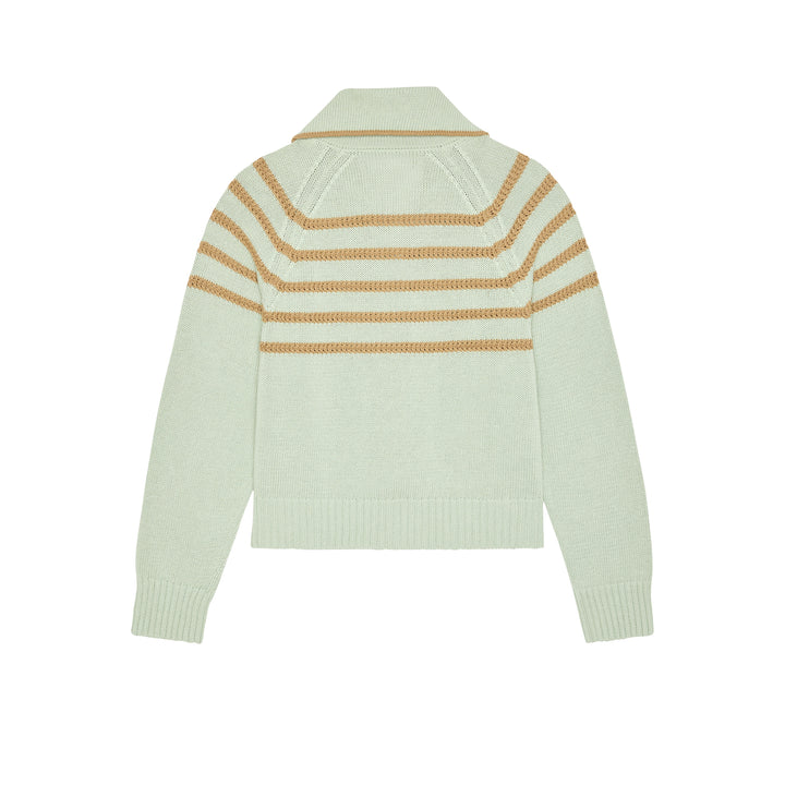 THE SCHOLAR CARDIGAN W/ CROCHET STRIPES