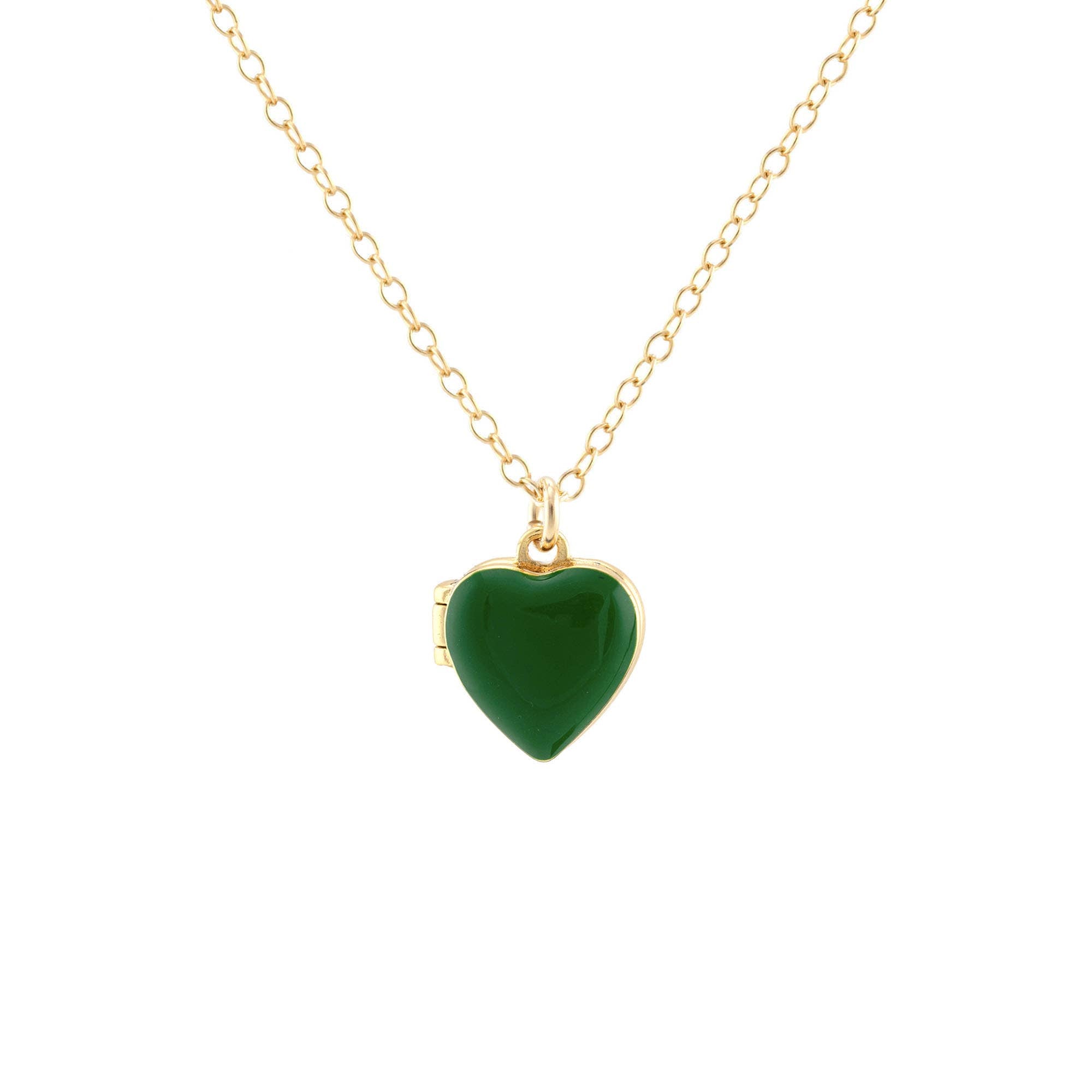 Enamel Heart Locket 18K Gold Vermeil | Sterling Silver Charm Gold Filled | Sterling Silver Chain Multiple Colors 16-18 Inches Nickel Free Ships from CA Holds a Small Photo