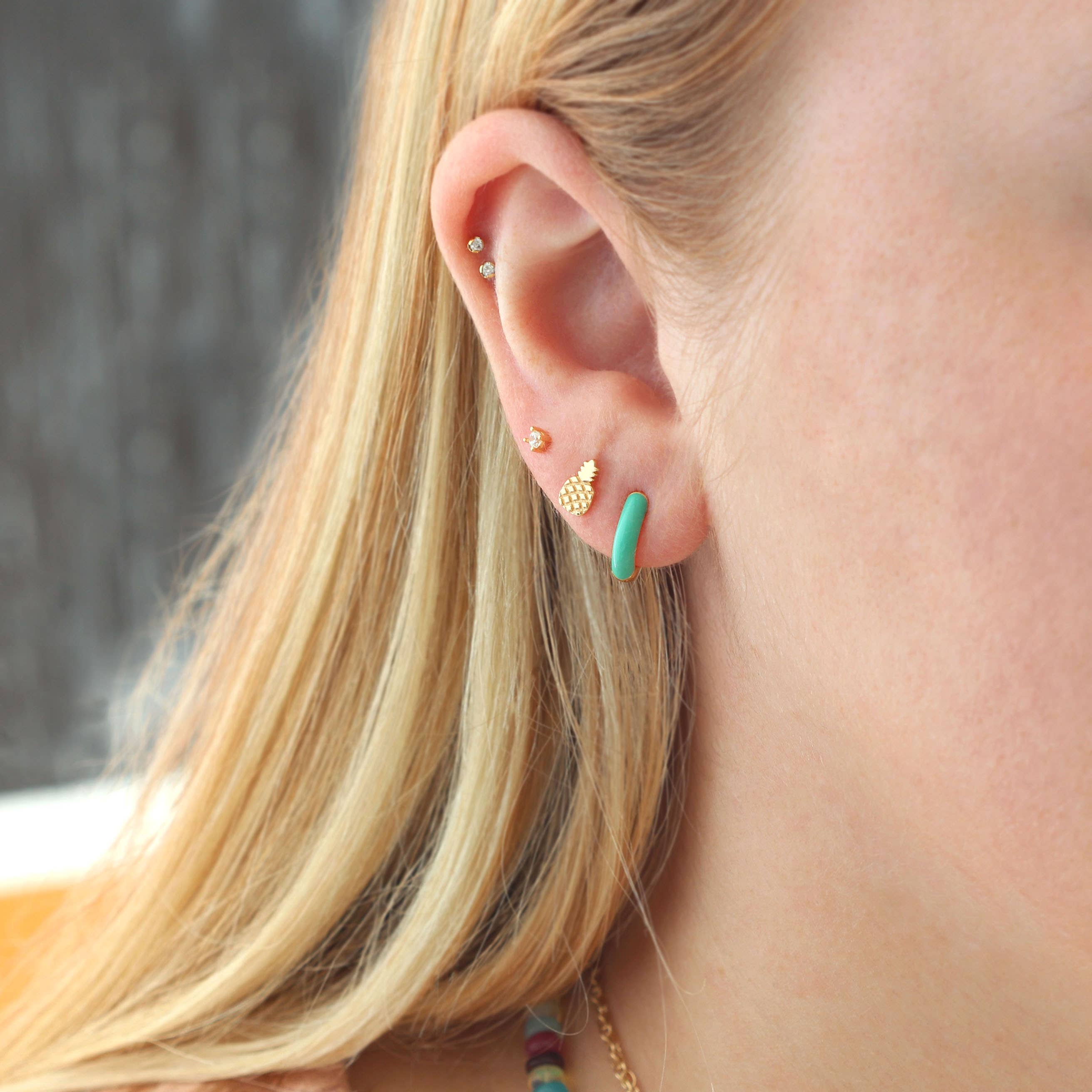 Enamel Huggie Hoop Earrings 18K Gold Vermeil | Sterling Silver 12mm Hoops Multiple Colors Hinge Closure Nickel Free Hypoallergenic Ships from CA