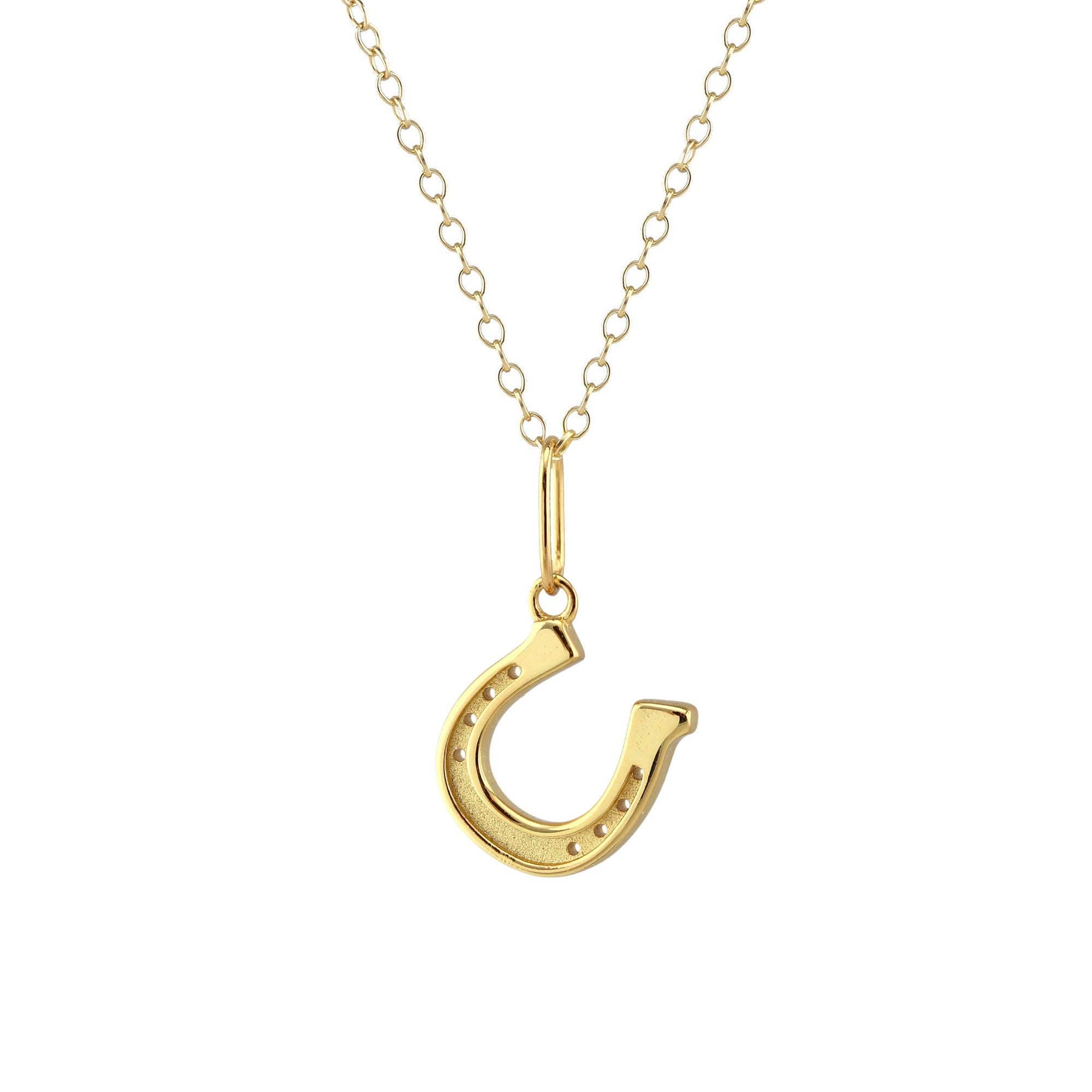 Horseshoe Charm Necklace 18K Gold Vermeil | Sterling Silver Charm Gold Filled | Sterling Silver Chain 16-18 Inches Nickel Free Ships from CA