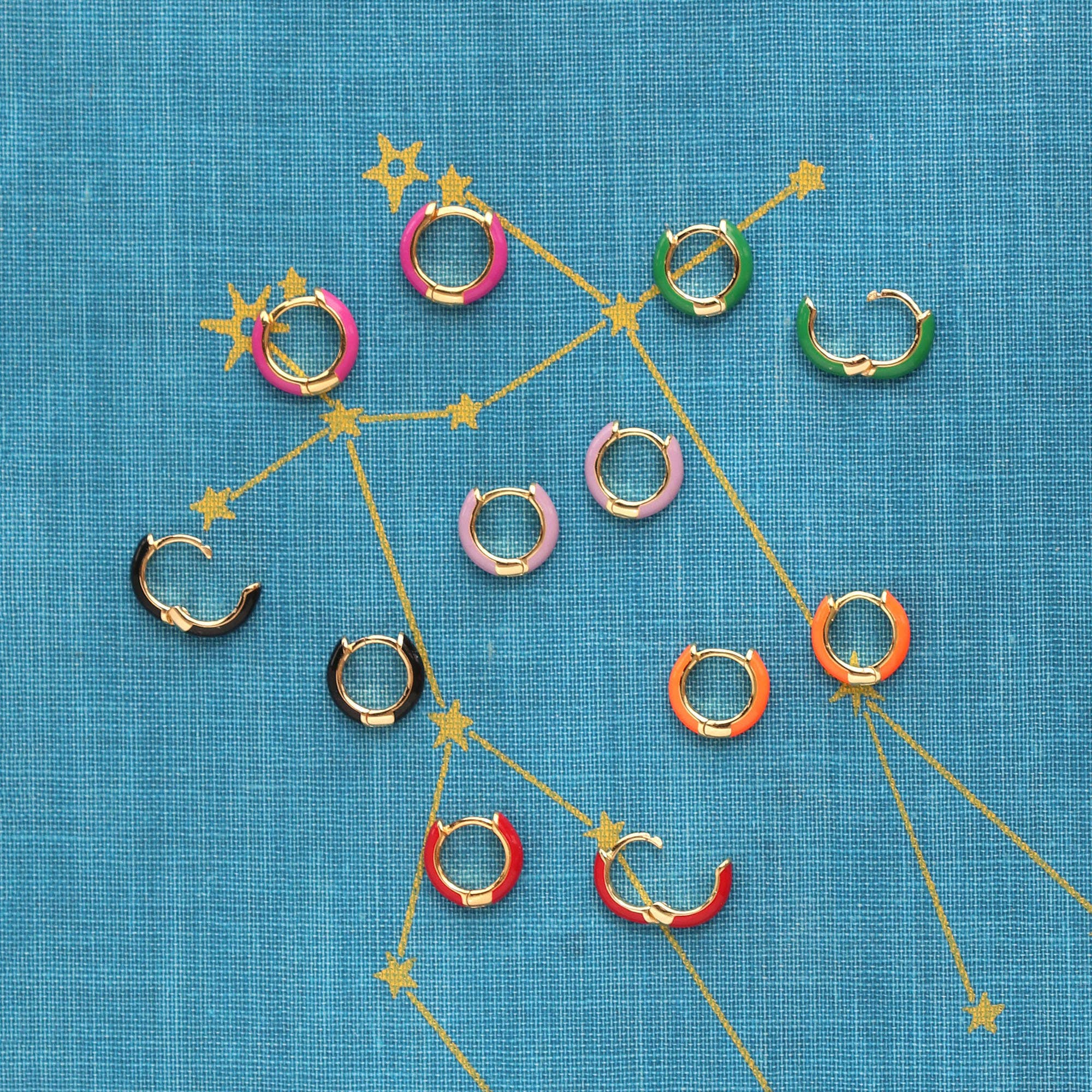 Enamel Huggie Hoop Earrings 18K Gold Vermeil | Sterling Silver 12mm Hoops Multiple Colors Hinge Closure Nickel Free Hypoallergenic Ships from CA