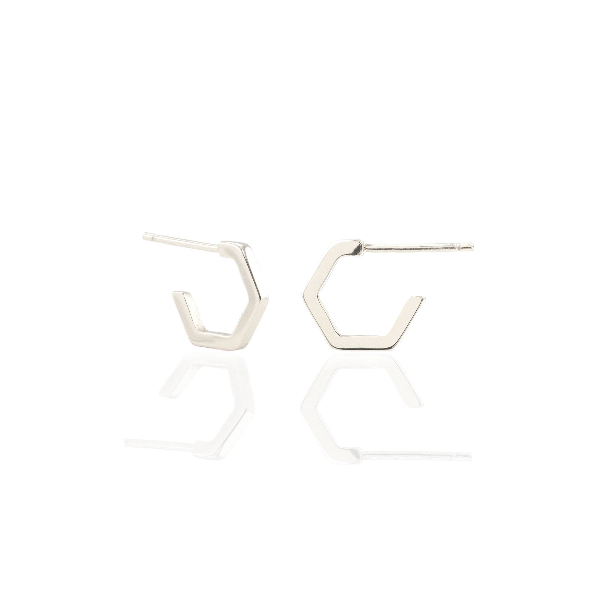 Hexagon Huggie Hoop Earrings 18K Gold Vermeil 12mm Hoops Post Closure Nickel Free Hypoallergenic Ships from CA
