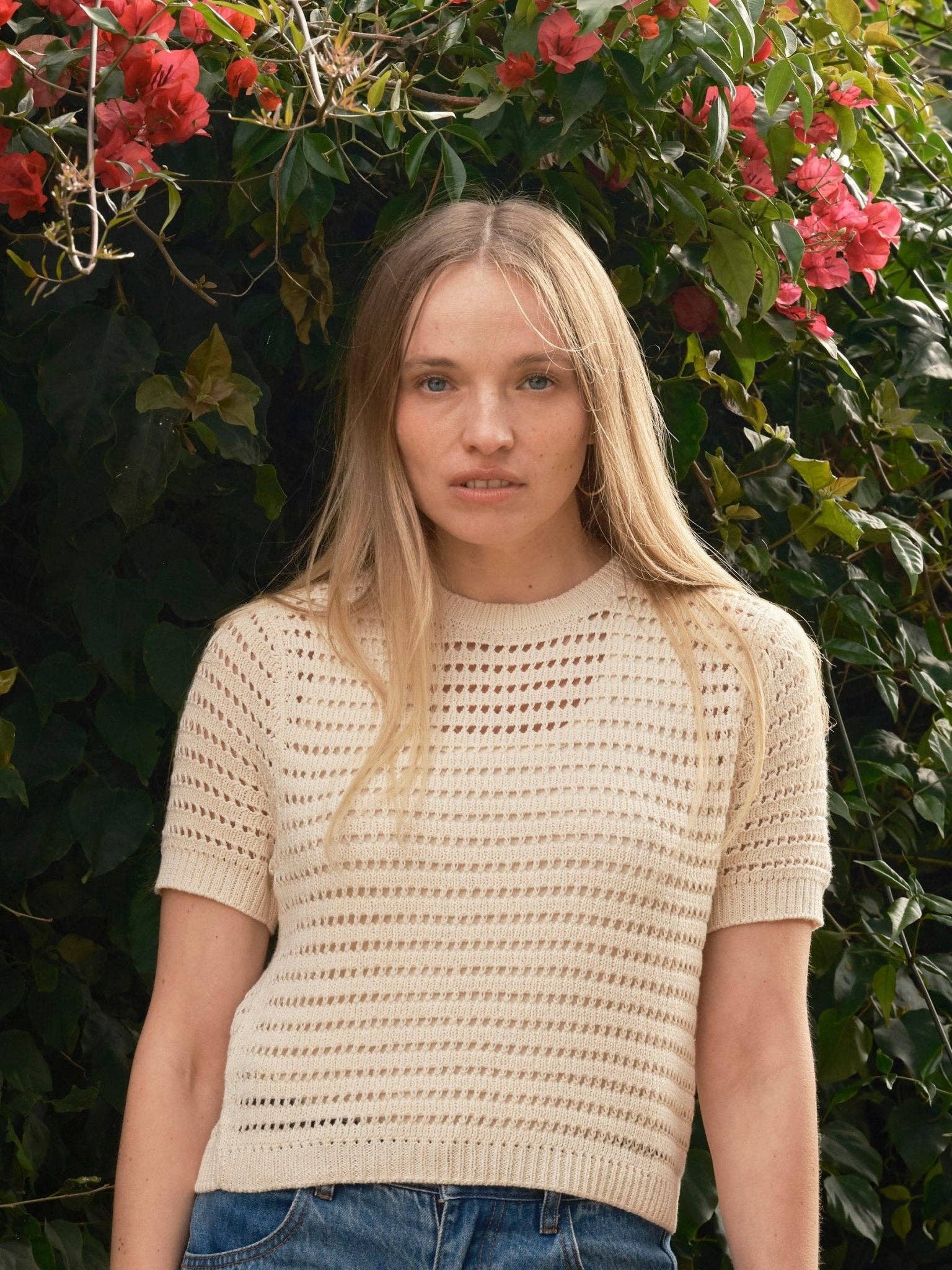 Mollusk- Open Knit Tee in Natural