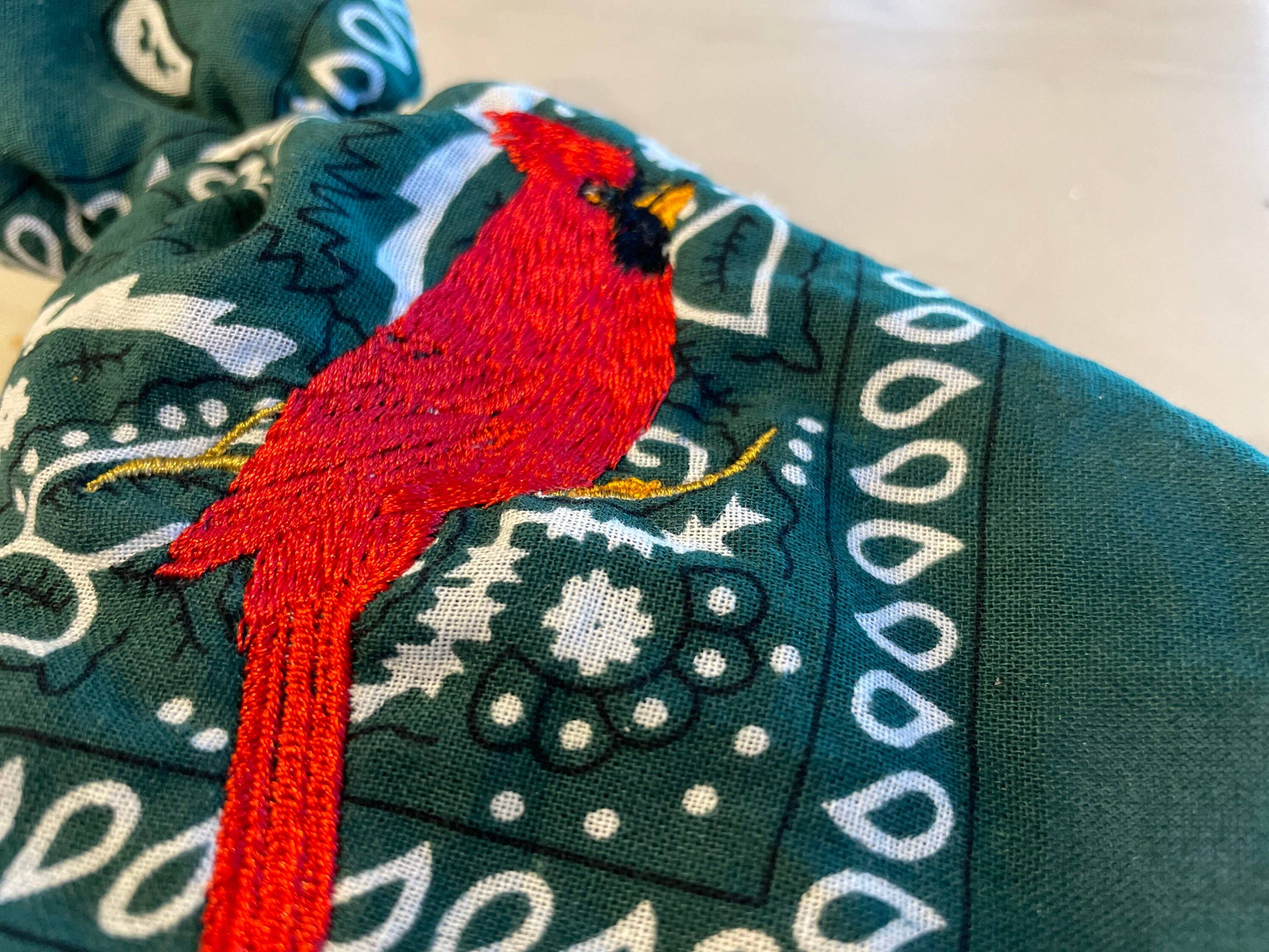 Bandana With Embroidered Bird | Embroidered Robin, Cardinal