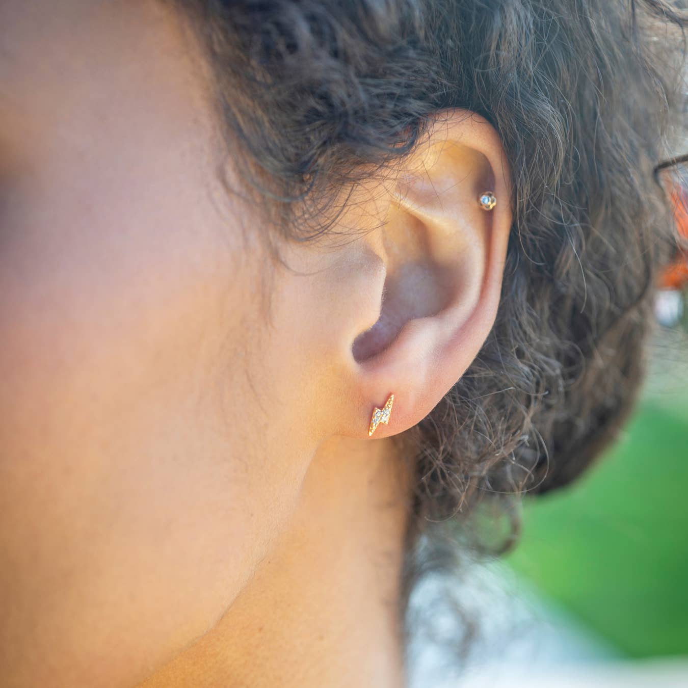 Lightning Bolt Crystal Stud Earrings 18K Gold Vermeil | Sterling Silver CZ Crystals Nickel Free Hypoallergenic Ships from CA