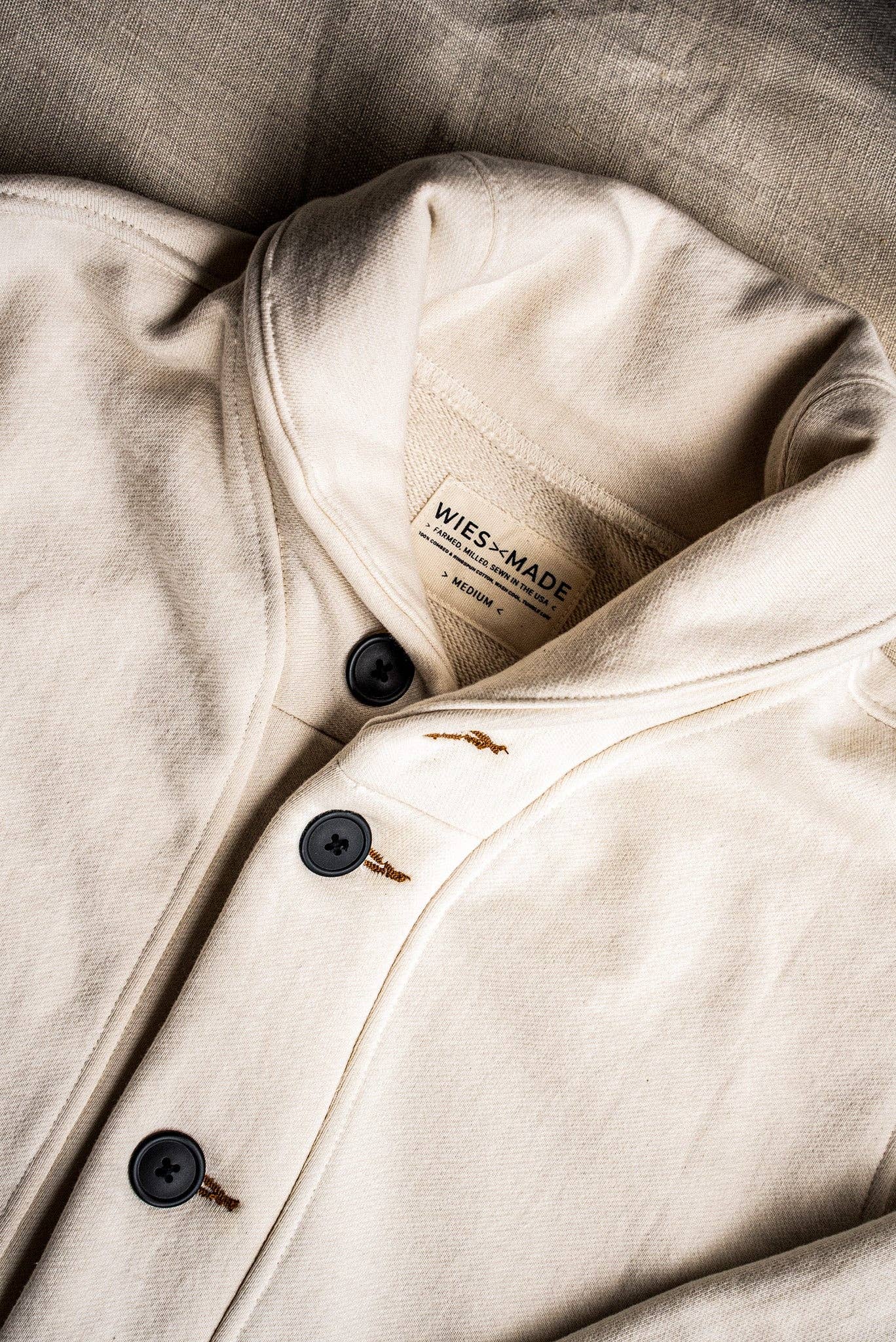 Men's Bodega Shawl Cardigan | 14oz 100% Cotton French Terry - Natural