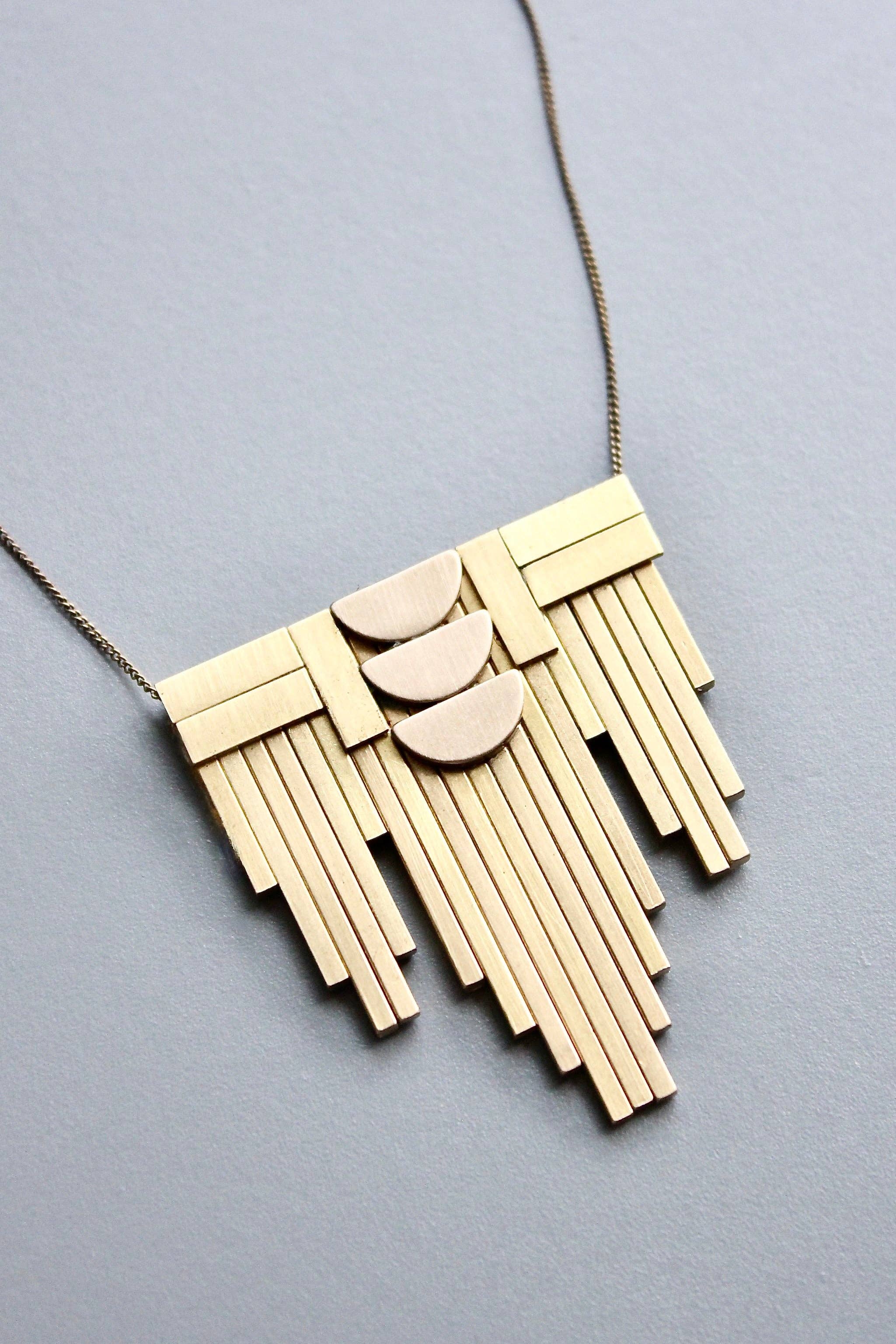 Brass Artdeco pendant necklace