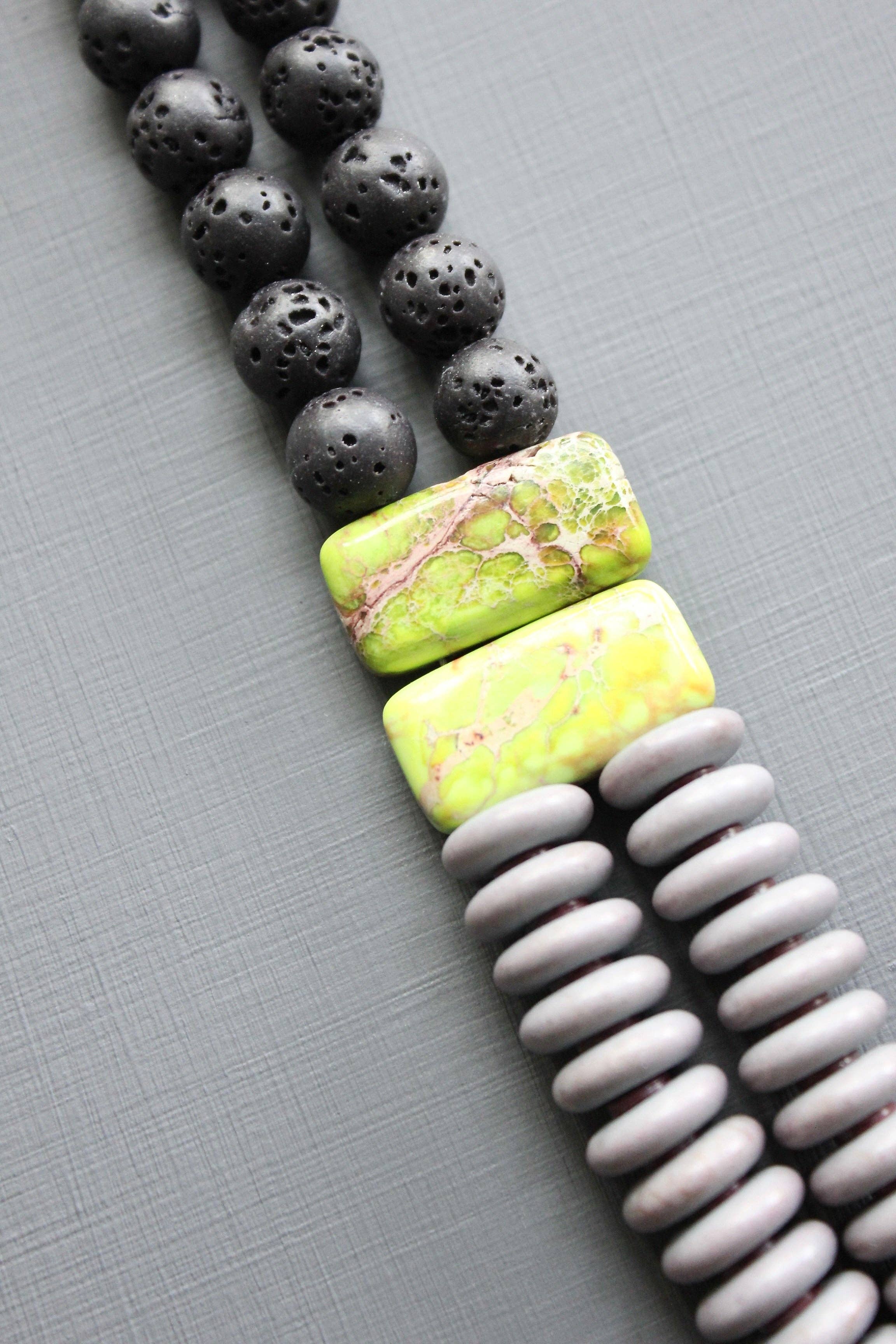 Double Strand Lavender and Black Necklace