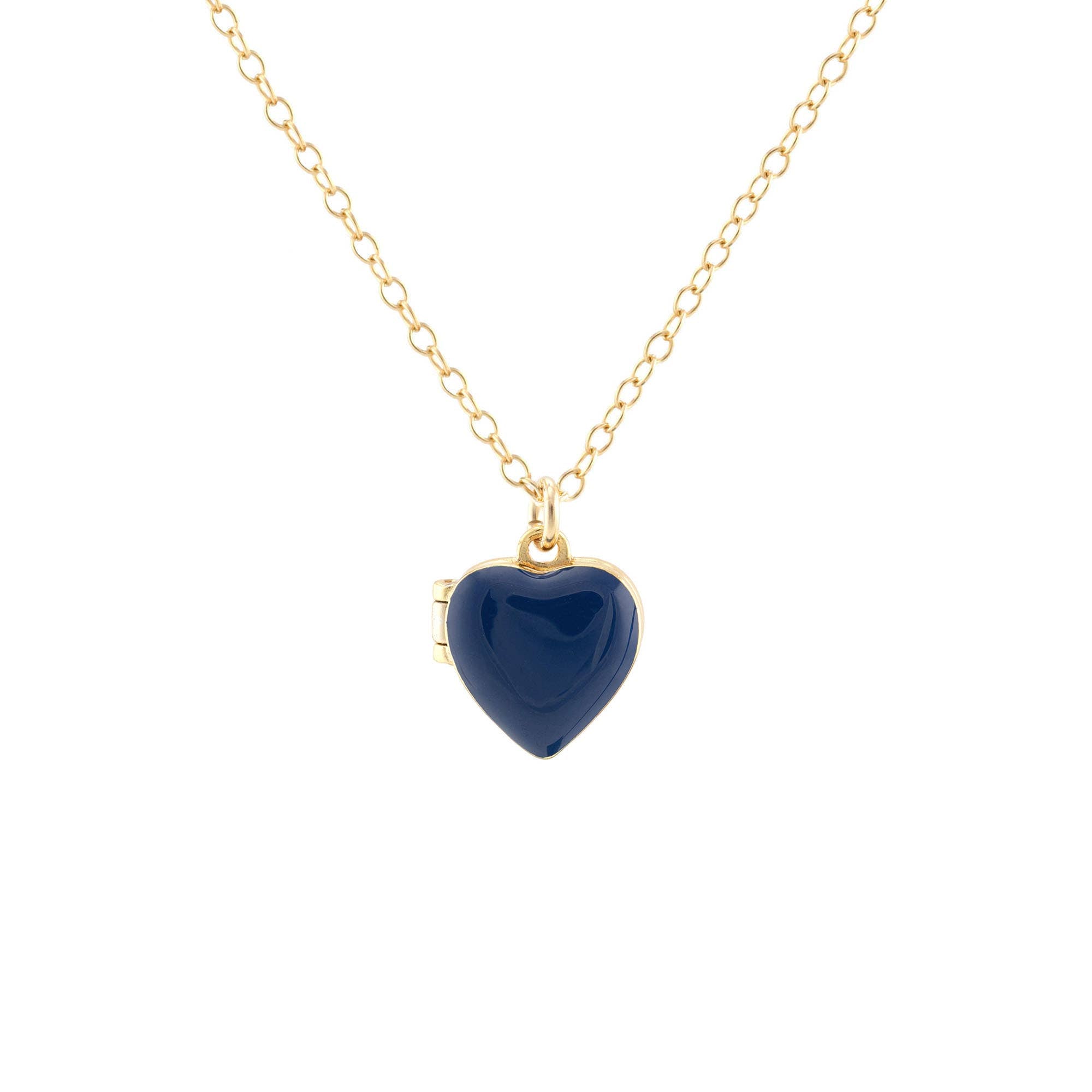 Enamel Heart Locket 18K Gold Vermeil | Sterling Silver Charm Gold Filled | Sterling Silver Chain Multiple Colors 16-18 Inches Nickel Free Ships from CA Holds a Small Photo