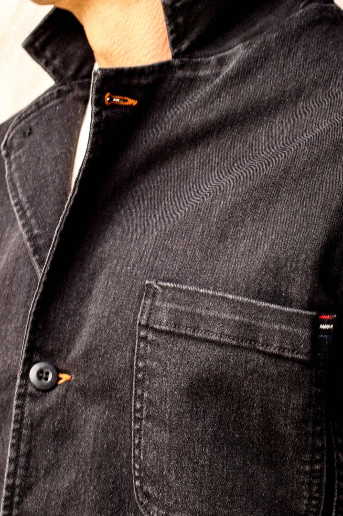 Men's Scout Blazer | Stretch Denim Chore Jacket - Black Stone