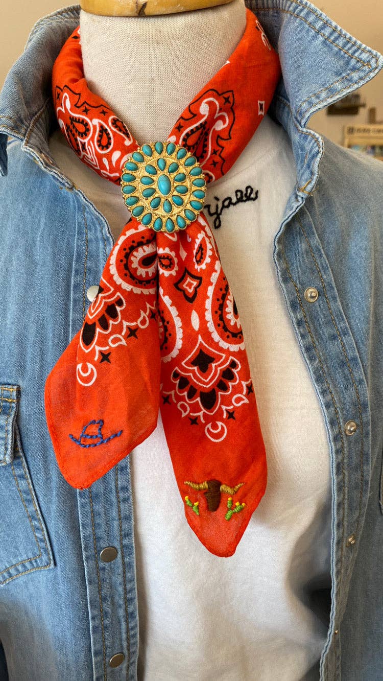 Pradera-Embroidered Cattle Call Bandana
