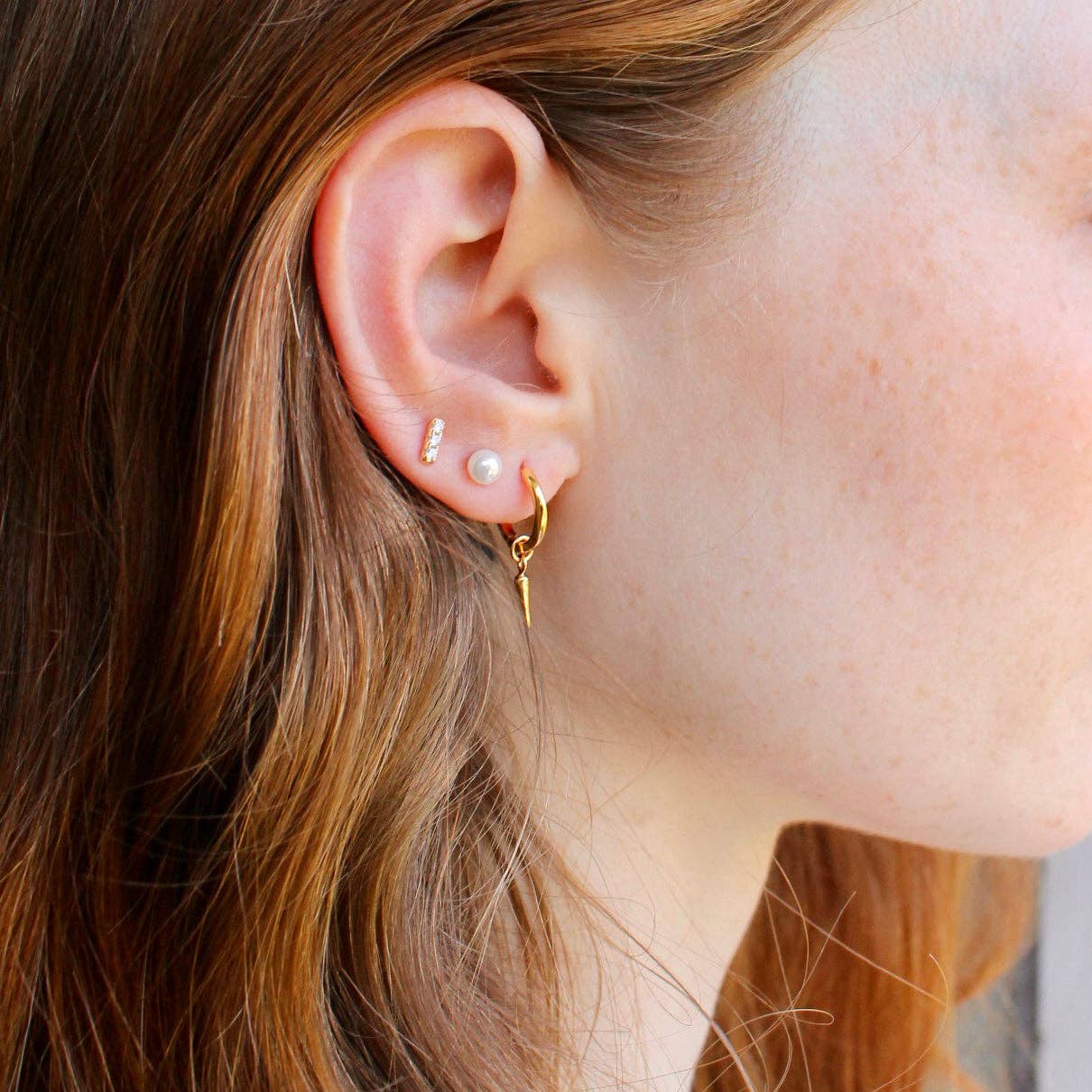 Spike Huggie Hoop Earrings 18K Gold Vermeil | Sterling Silver 12mm Hoop Hinge Closure Nickel Free Hypoallergenic Ships from CA
