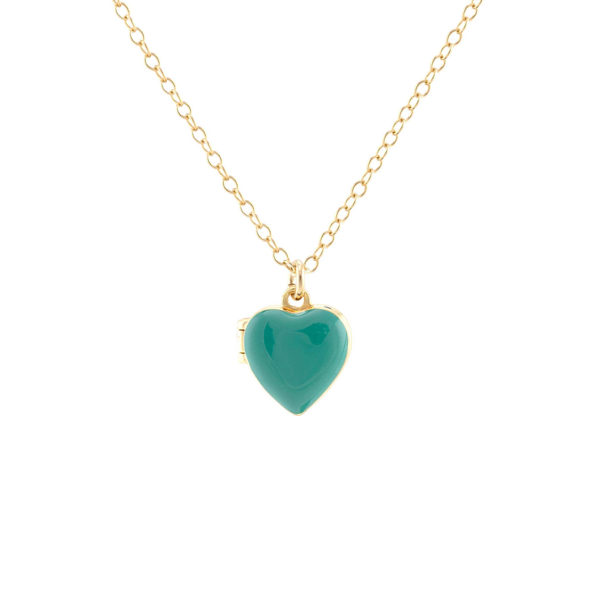 Enamel Heart Locket 18K Gold Vermeil | Sterling Silver Charm Gold Filled | Sterling Silver Chain Multiple Colors 16-18 Inches Nickel Free Ships from CA Holds a Small Photo