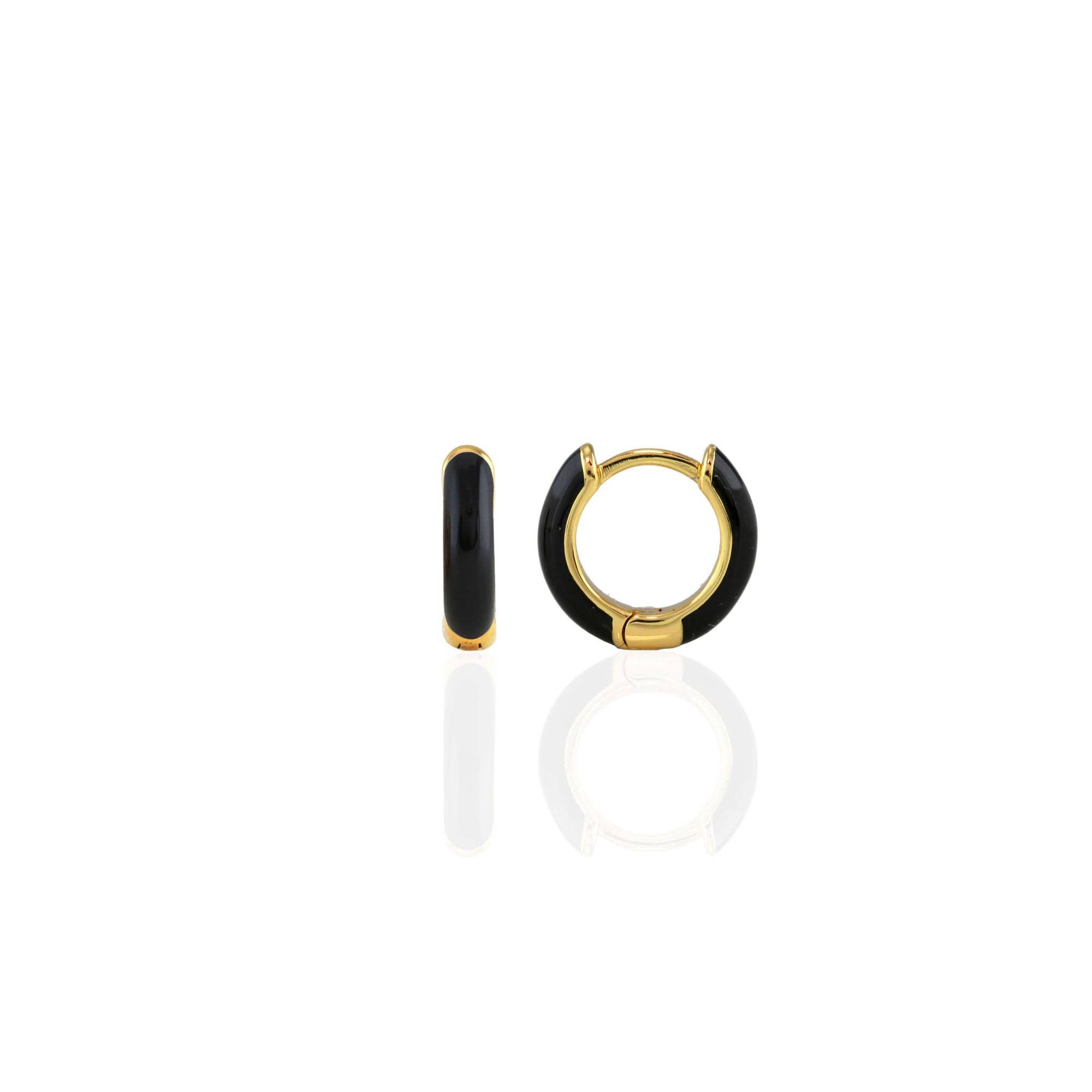 Enamel Huggie Hoop Earrings 18K Gold Vermeil | Sterling Silver 12mm Hoops Multiple Colors Hinge Closure Nickel Free Hypoallergenic Ships from CA
