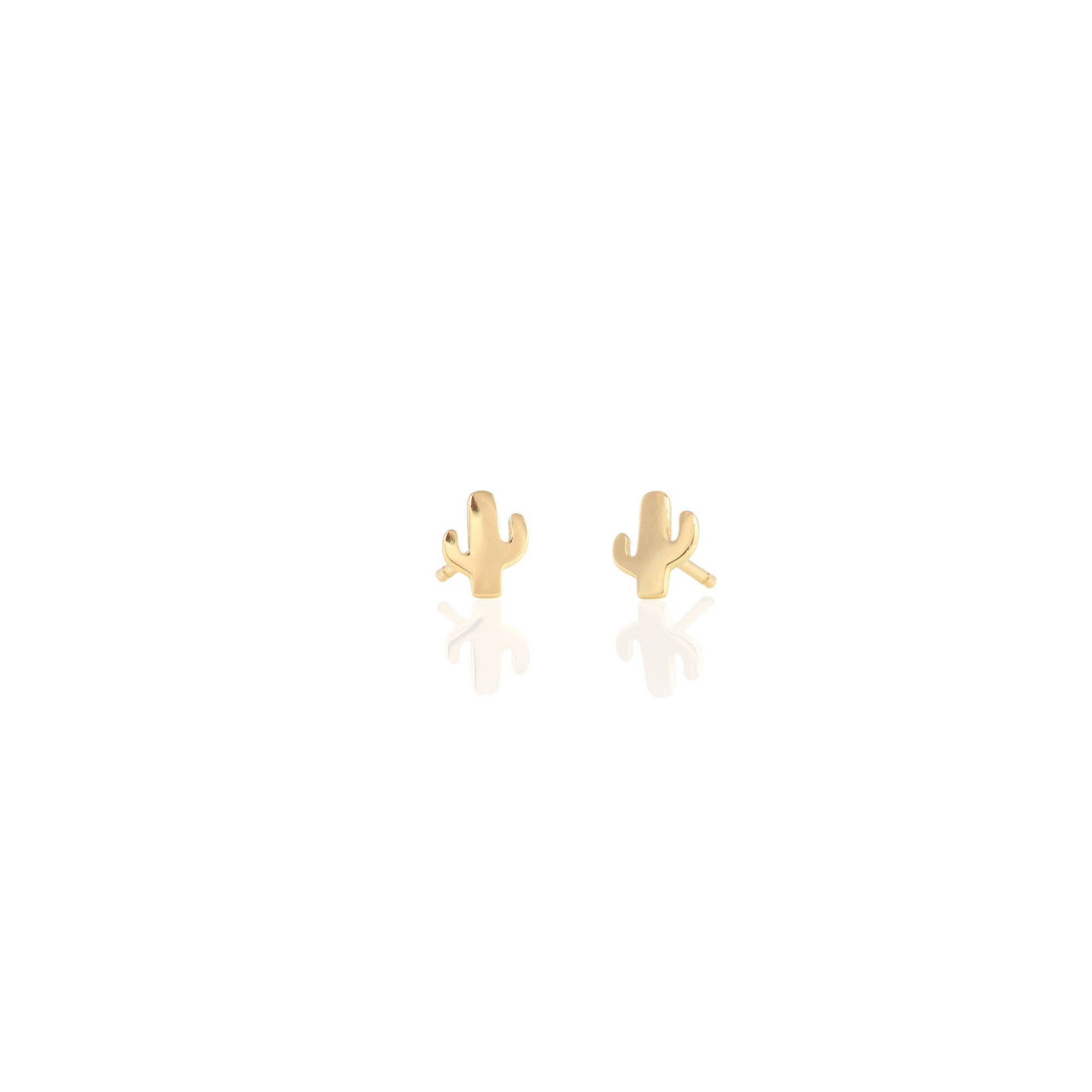 Cactus Stud Earrings 18K Gold Vermeil | Sterling Silver Nickel Free Hypoallergenic Ships from CA