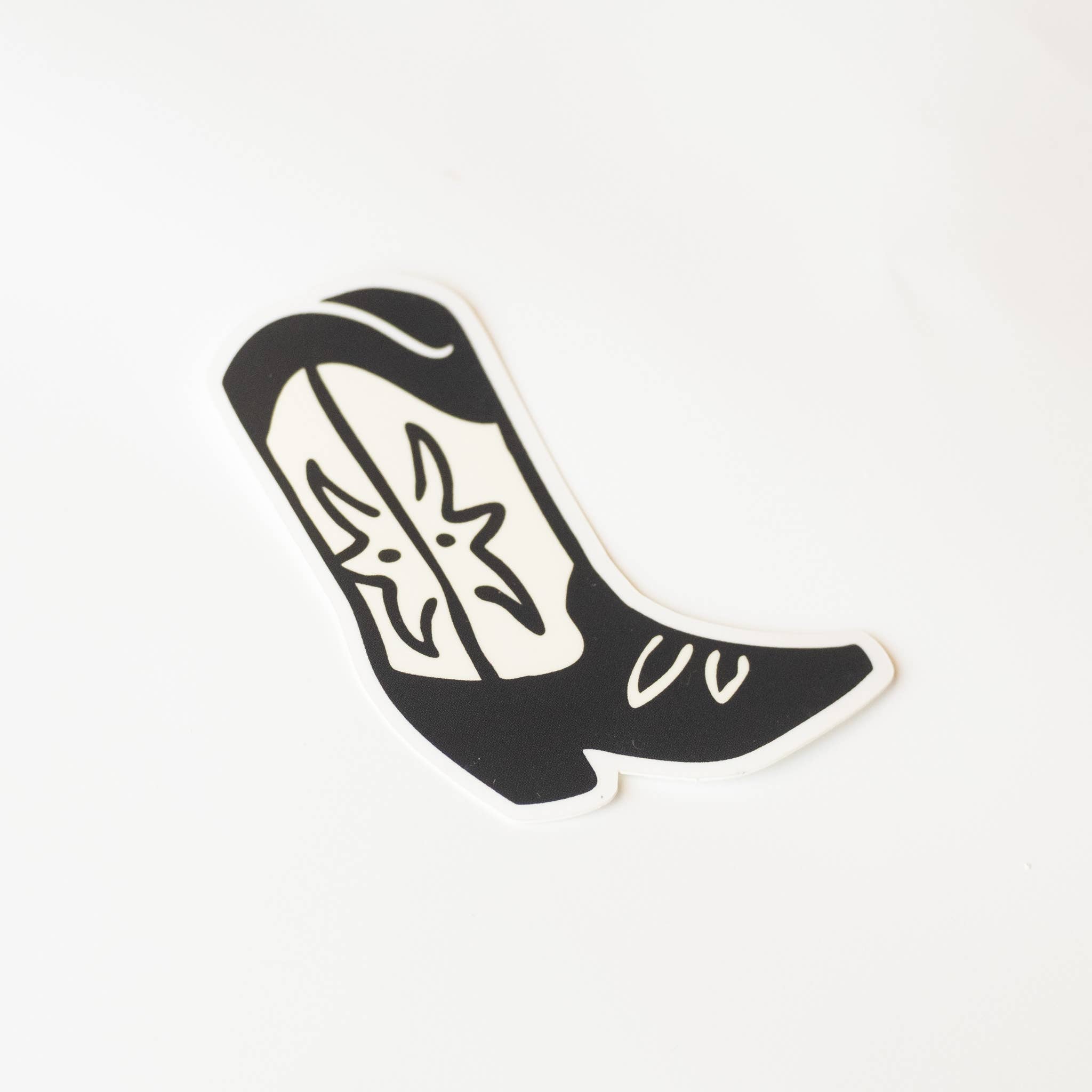 Cowgirl Boot Vinyl Sticker - Black and White