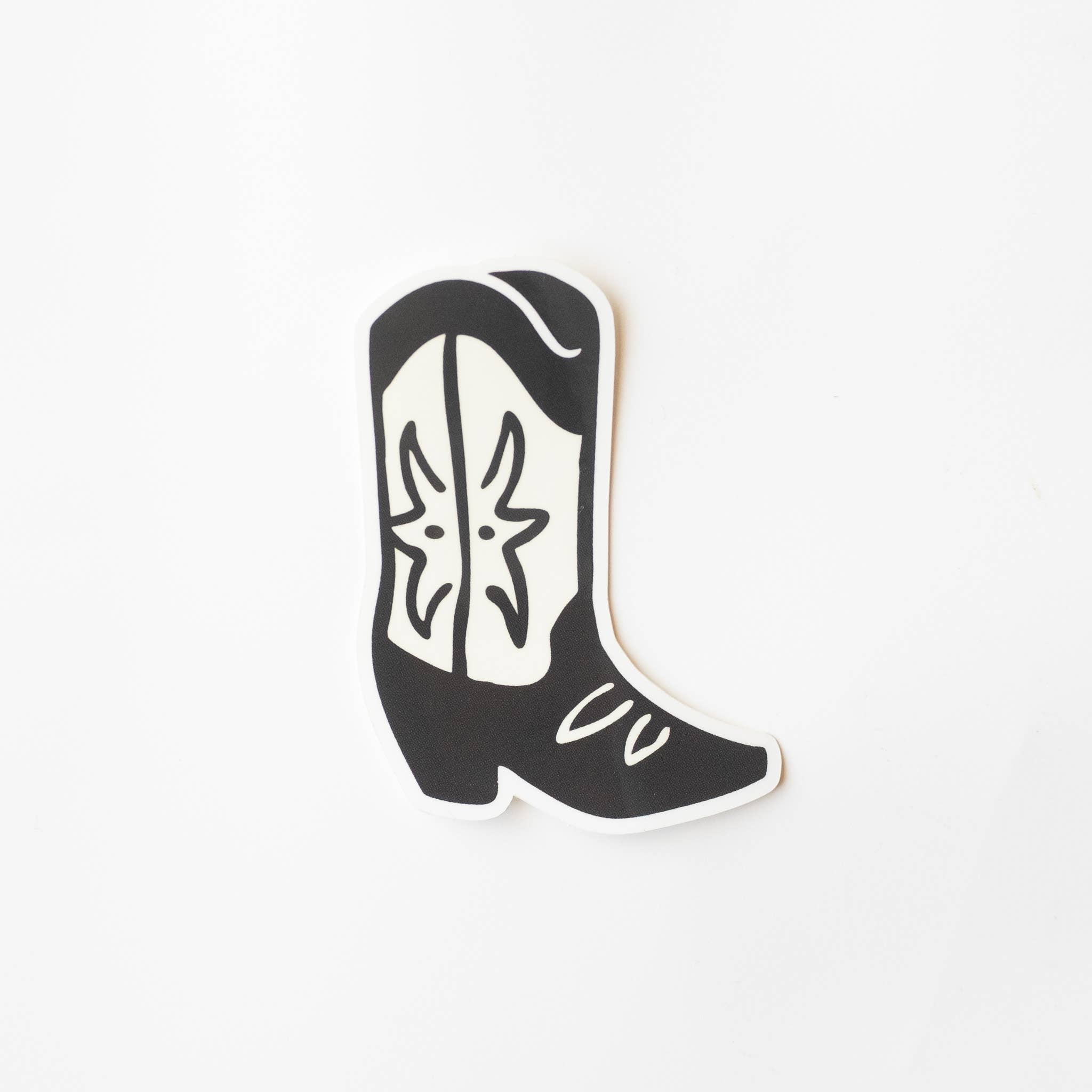 Cowgirl Boot Vinyl Sticker - Black and White