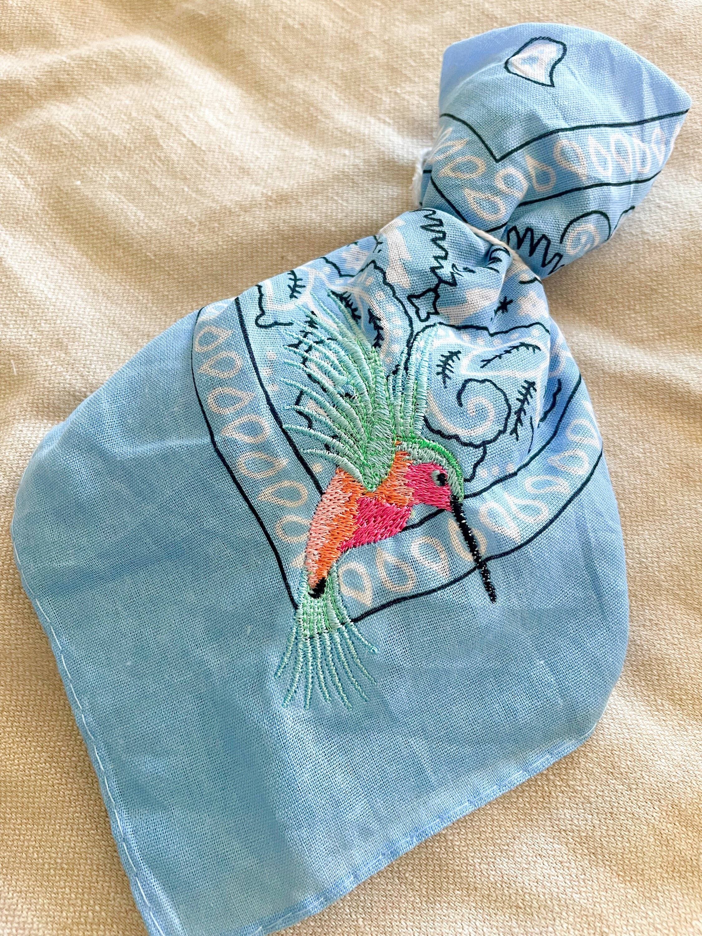 Bandana With Embroidered Bird | Embroidered Robin, Cardinal