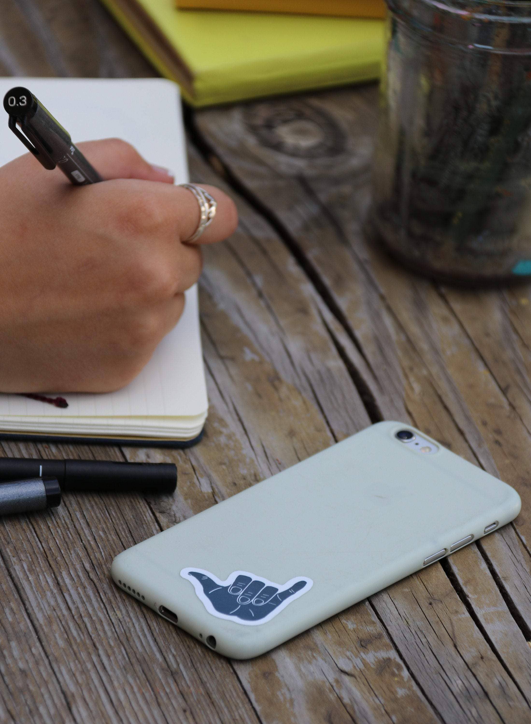 Hang Loose Hand Vinyl Sticker - Navy Blue