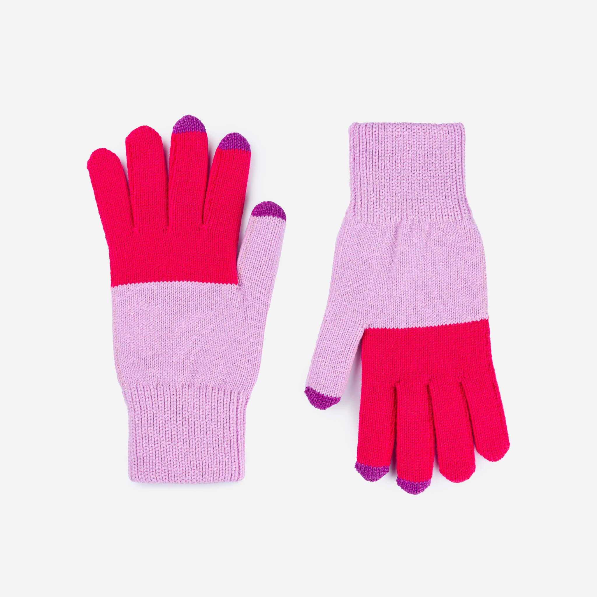Colorblock Knit Touchscreen Gloves