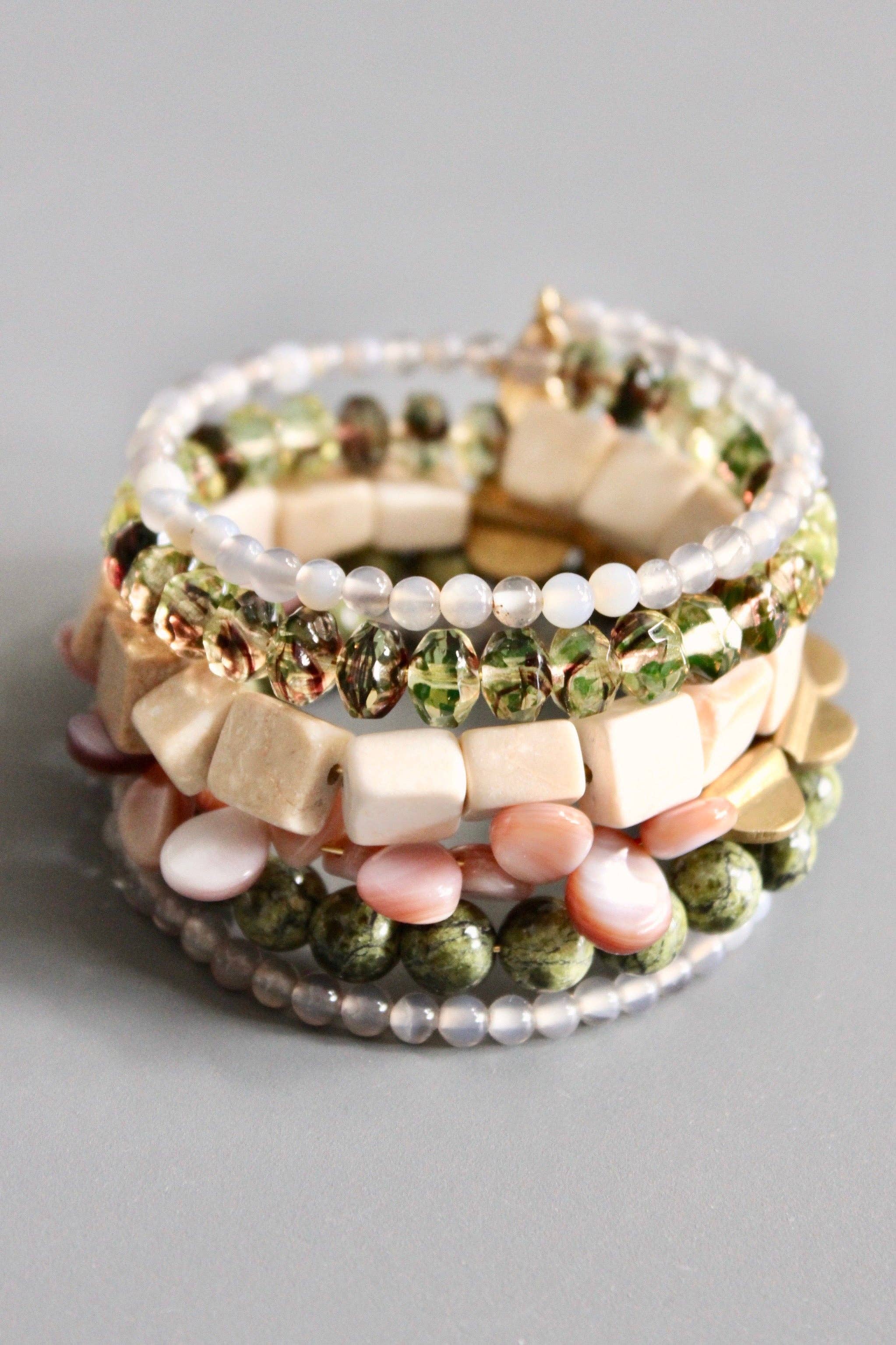 Green and pink wrap bracelet
