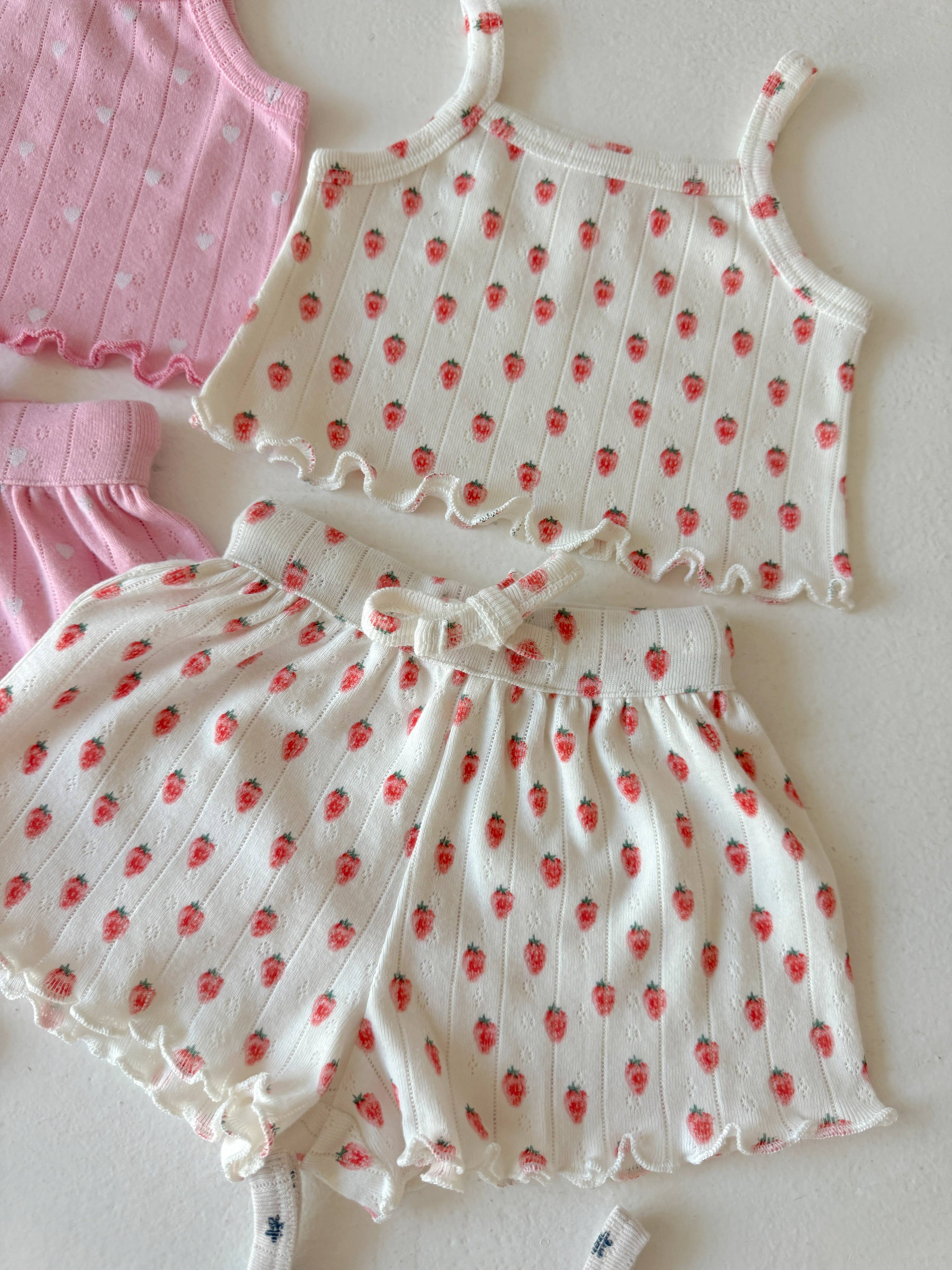 White Strawberry / Organic Pointelle Summer Set
