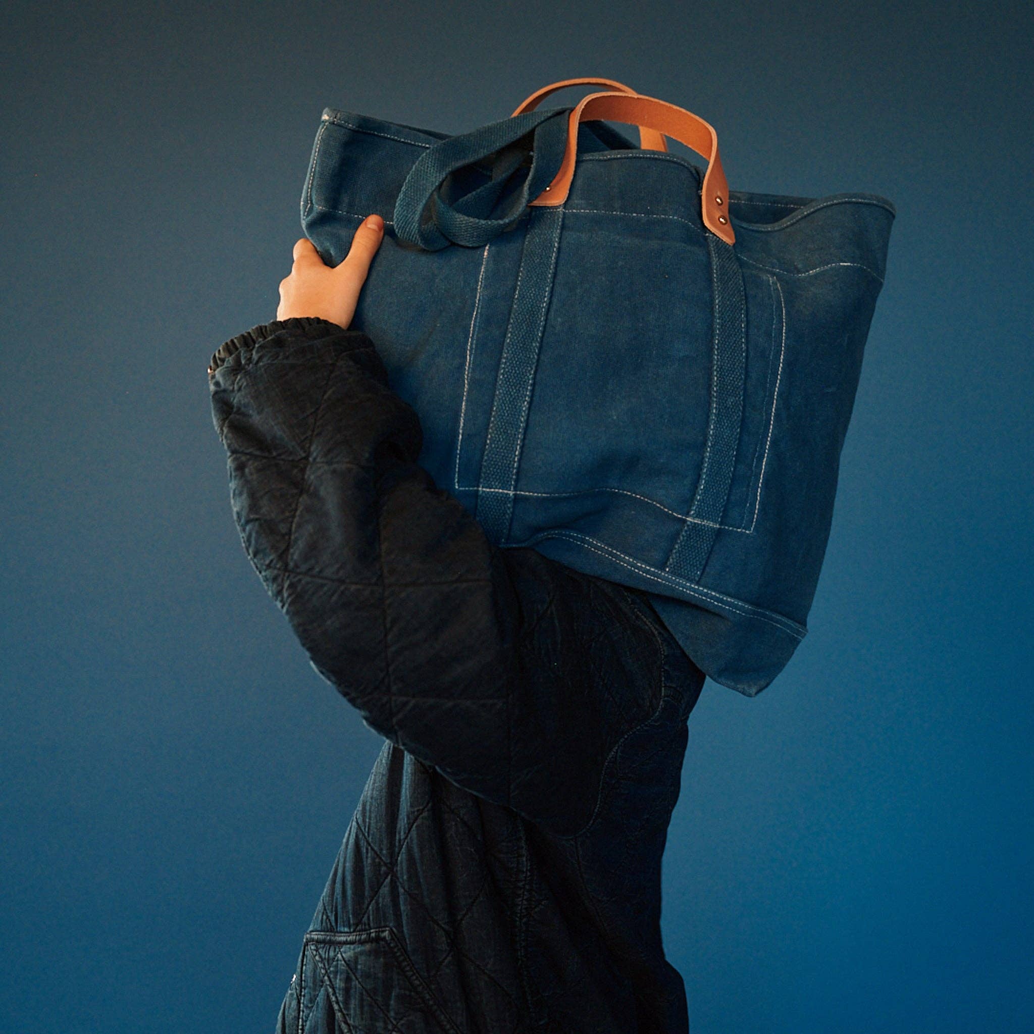 IMMODEST COTTON- Large East West Tote | Indigo