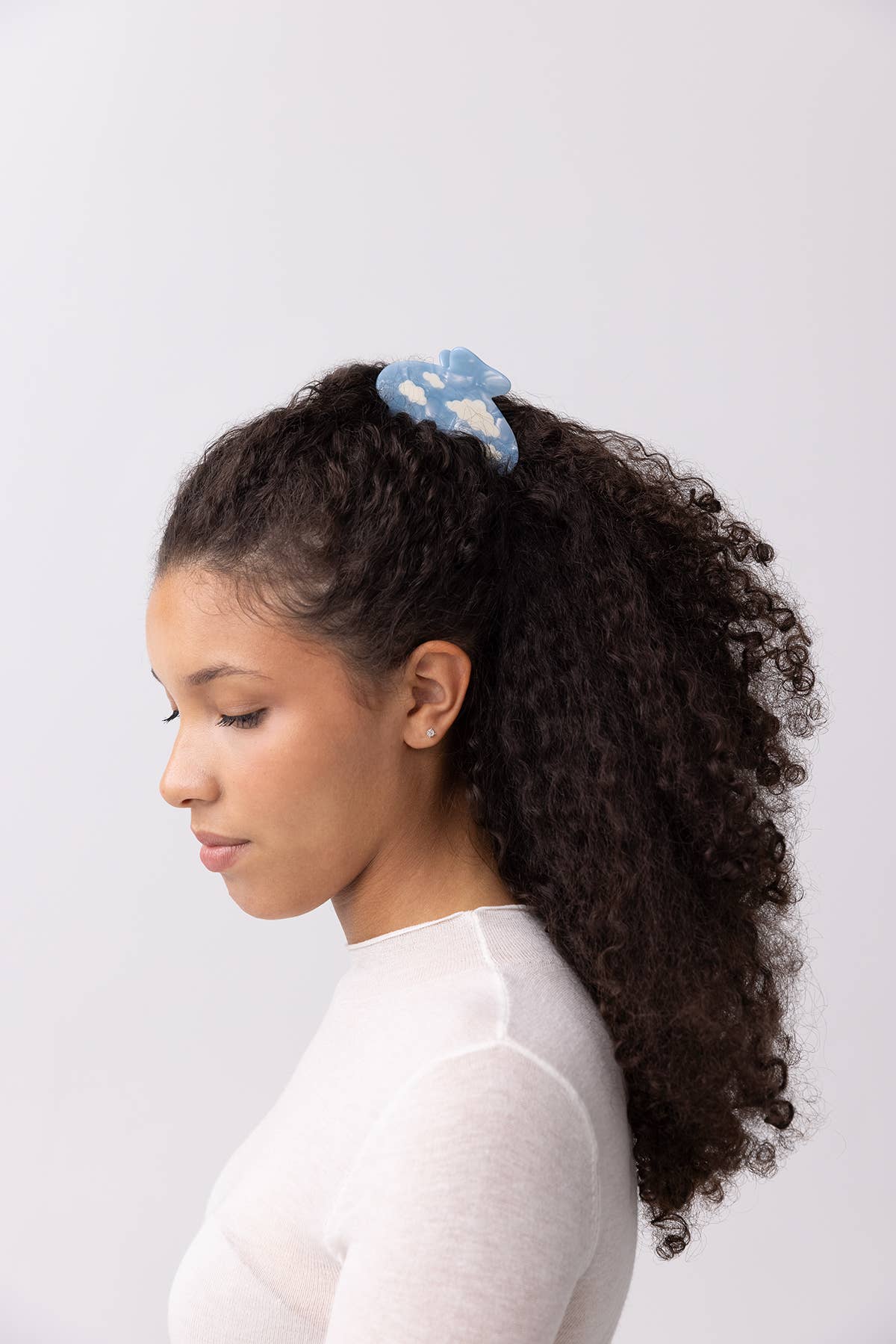 Lucy Sky Blue with White Clouds Acetate Hair Claw Clip