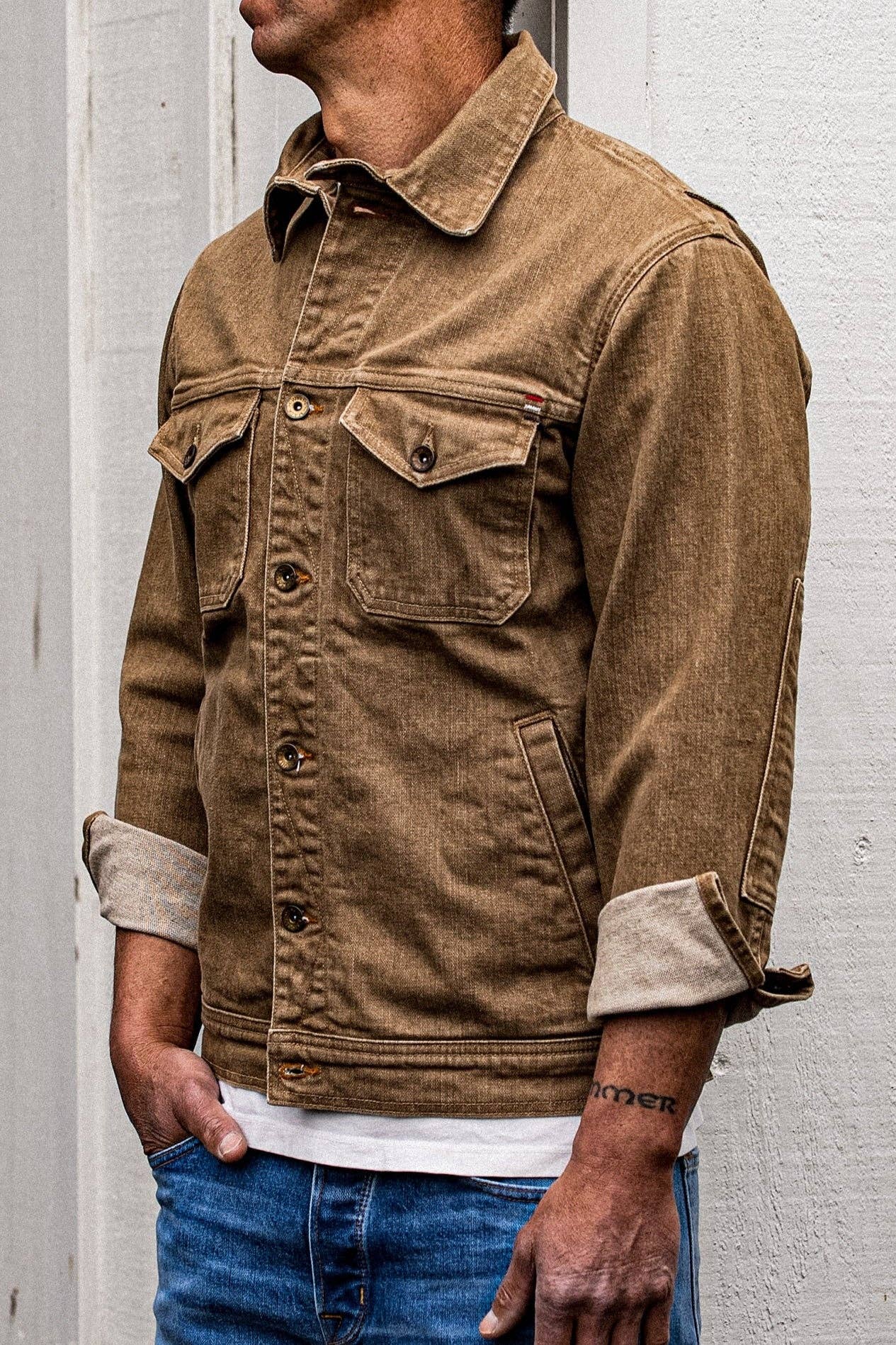 Artcher Jacket | 14oz Broken Twill Denim in Black Stone