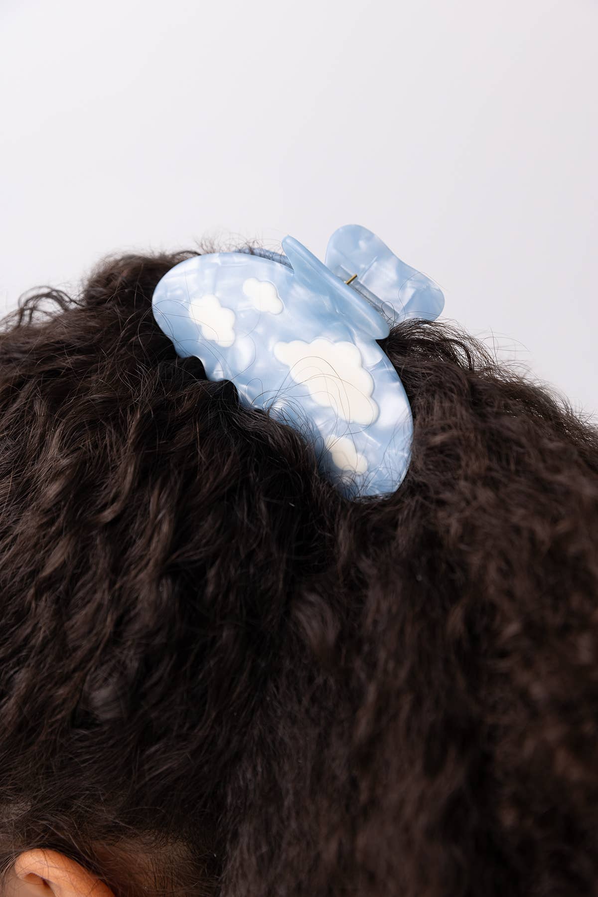 Lucy Sky Blue with White Clouds Acetate Hair Claw Clip