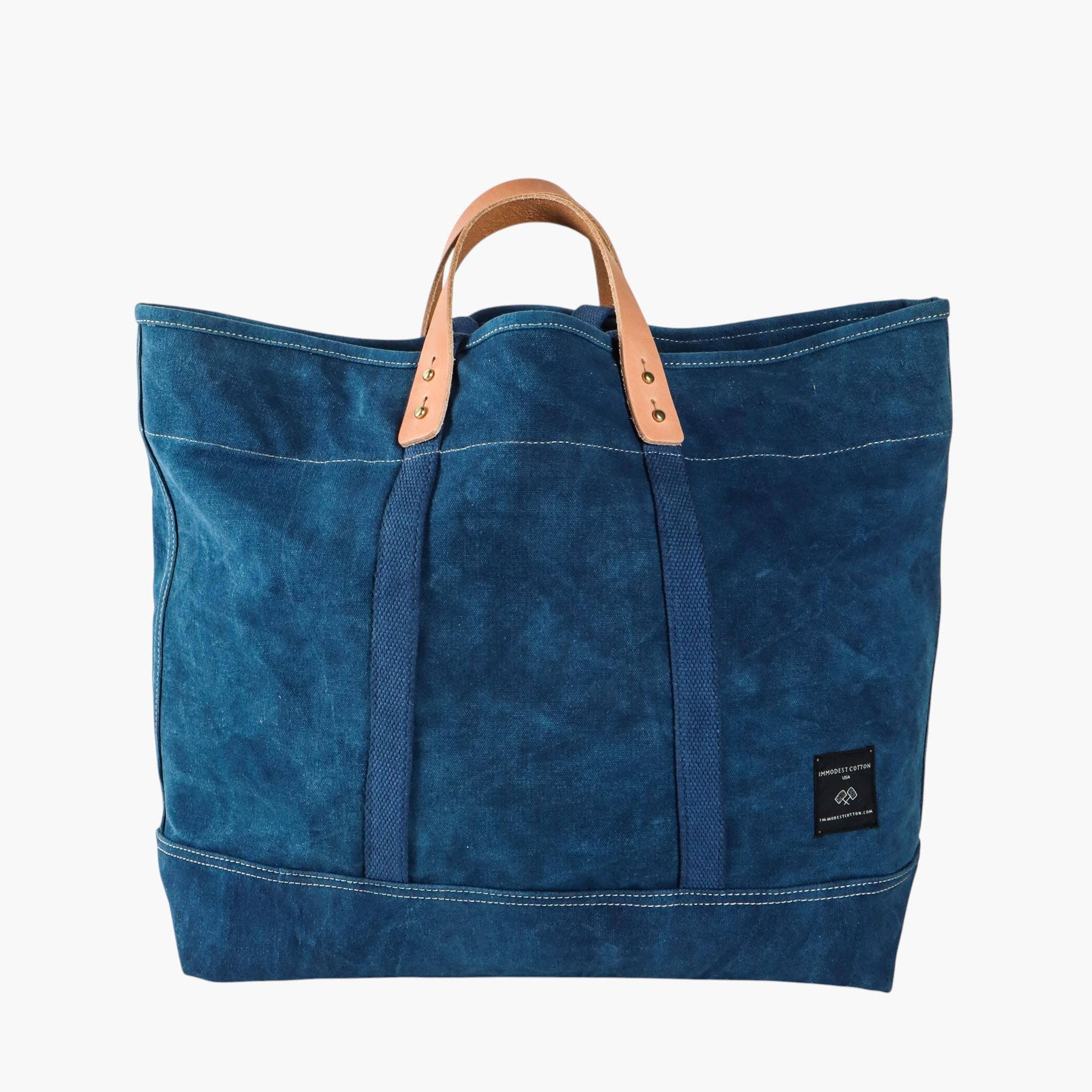 IMMODEST COTTON- Large East West Tote | Indigo