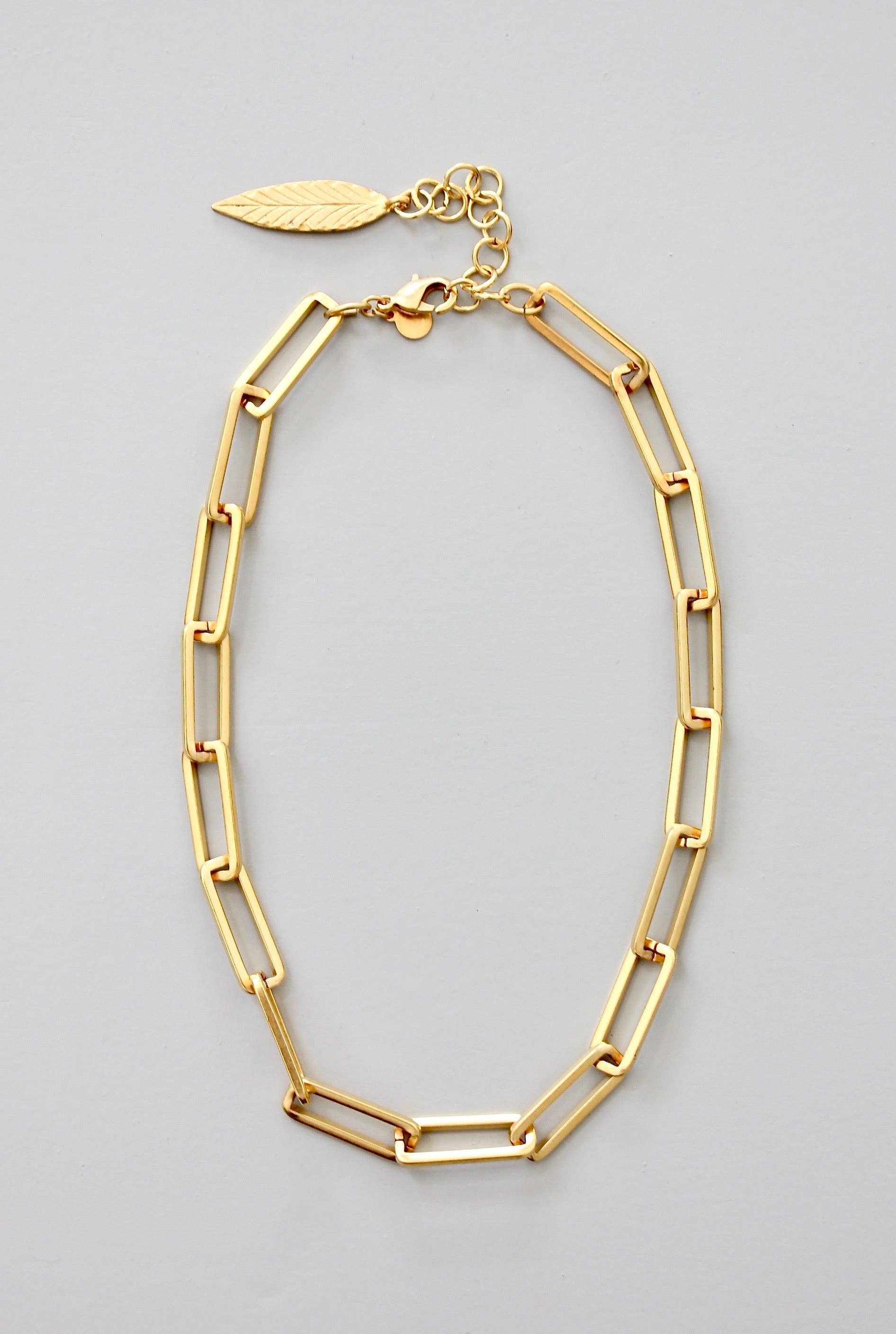 18k Matte Gold Paperclip Chain Necklace