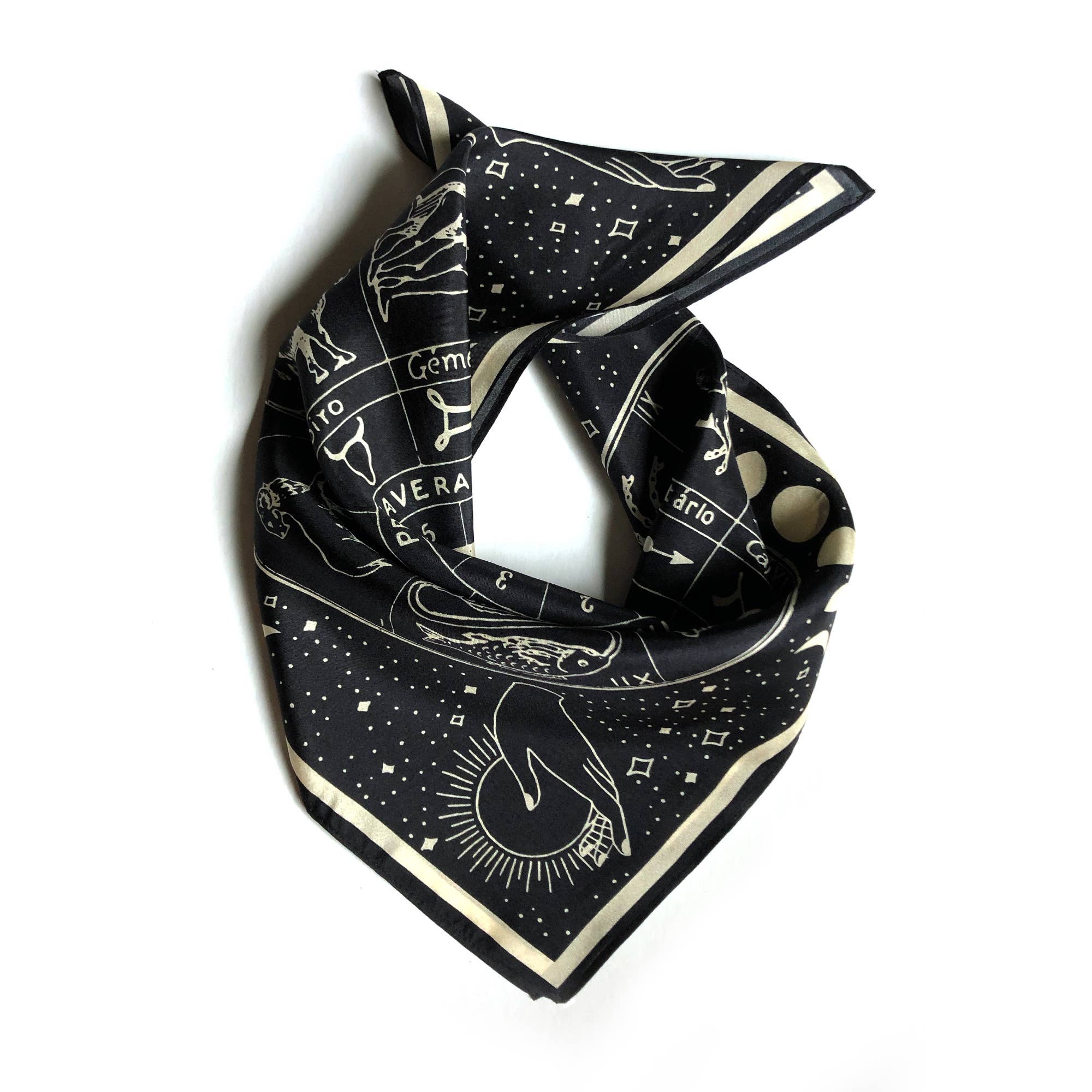 100% Silk Scarf Zodiac Signs Astrology Bandana Tapestry