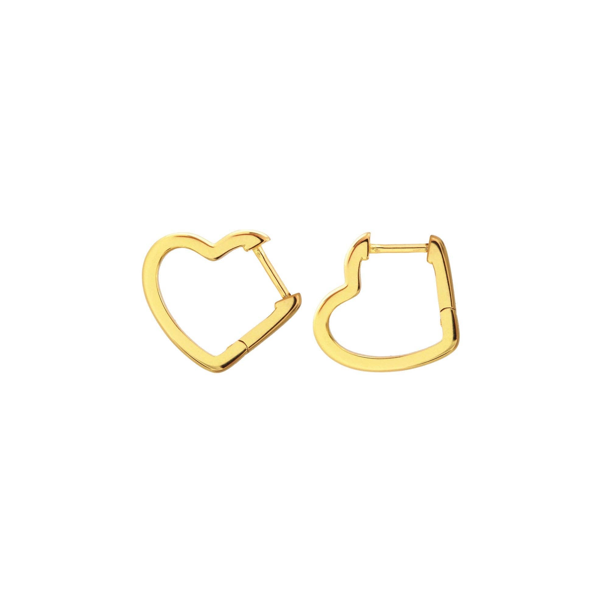Open Heart Hinged Huggie Hoop Earrings