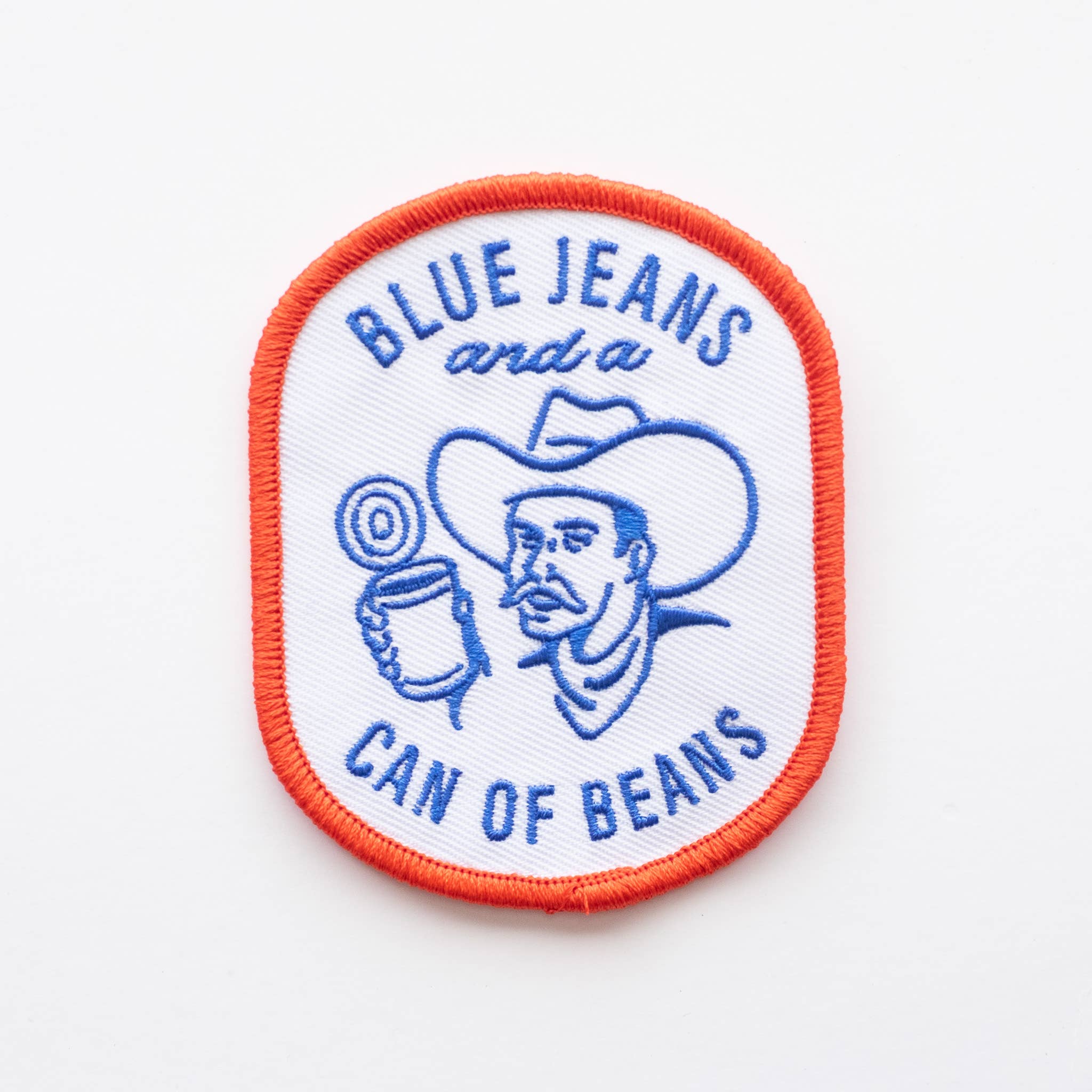 Blue Jeans and a Can of Beans Embroidered Iron on Patch