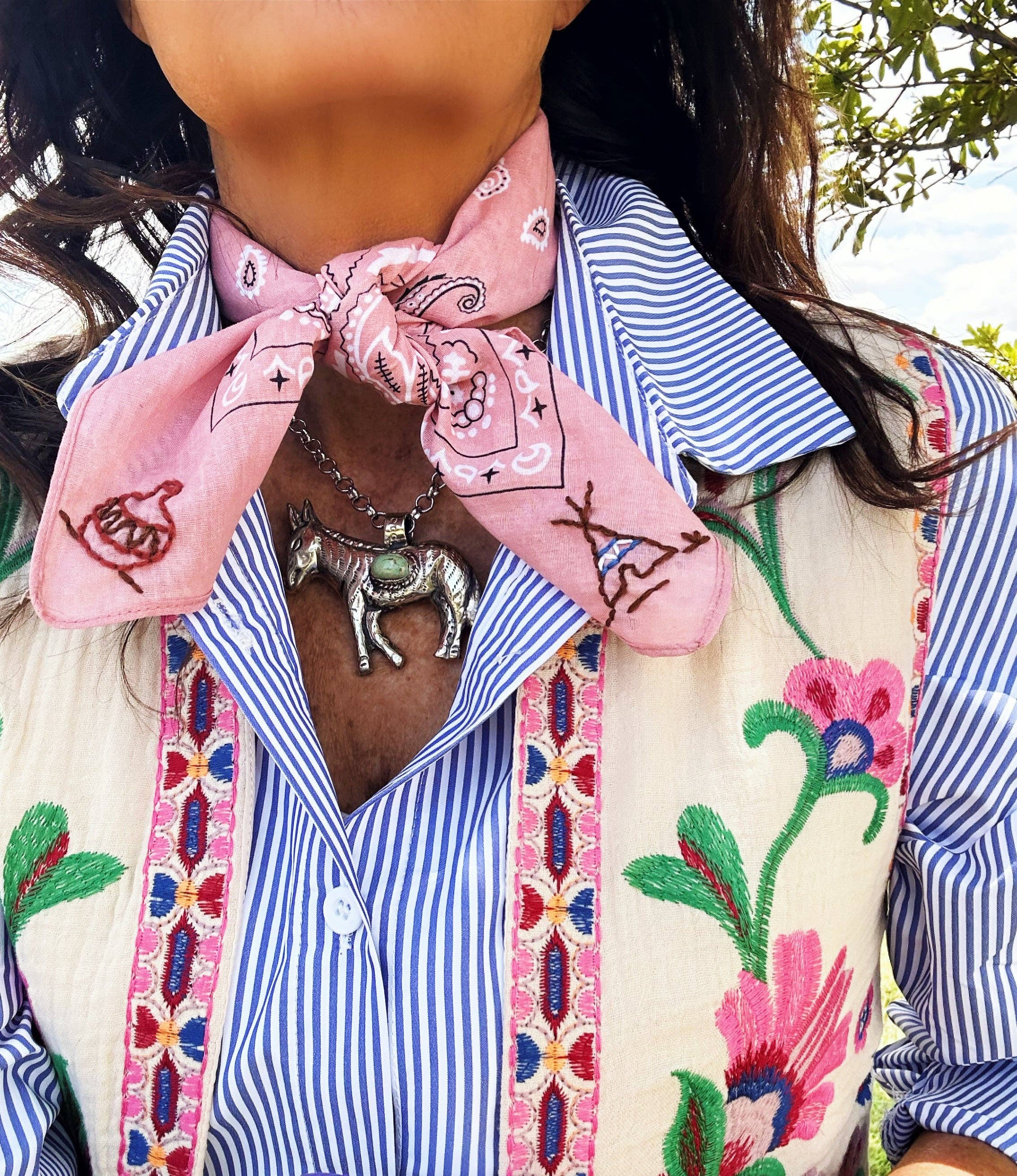 Pradera- Zuni Embroidered Bandana