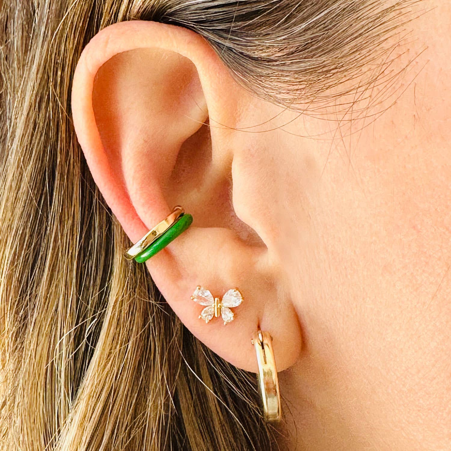 Butterfly Crystal Marquis Stud Earrings 18K Gold Vermeil CZ Crystals 8mm Wide Nickel Free Hypoallergenic Ships from CA