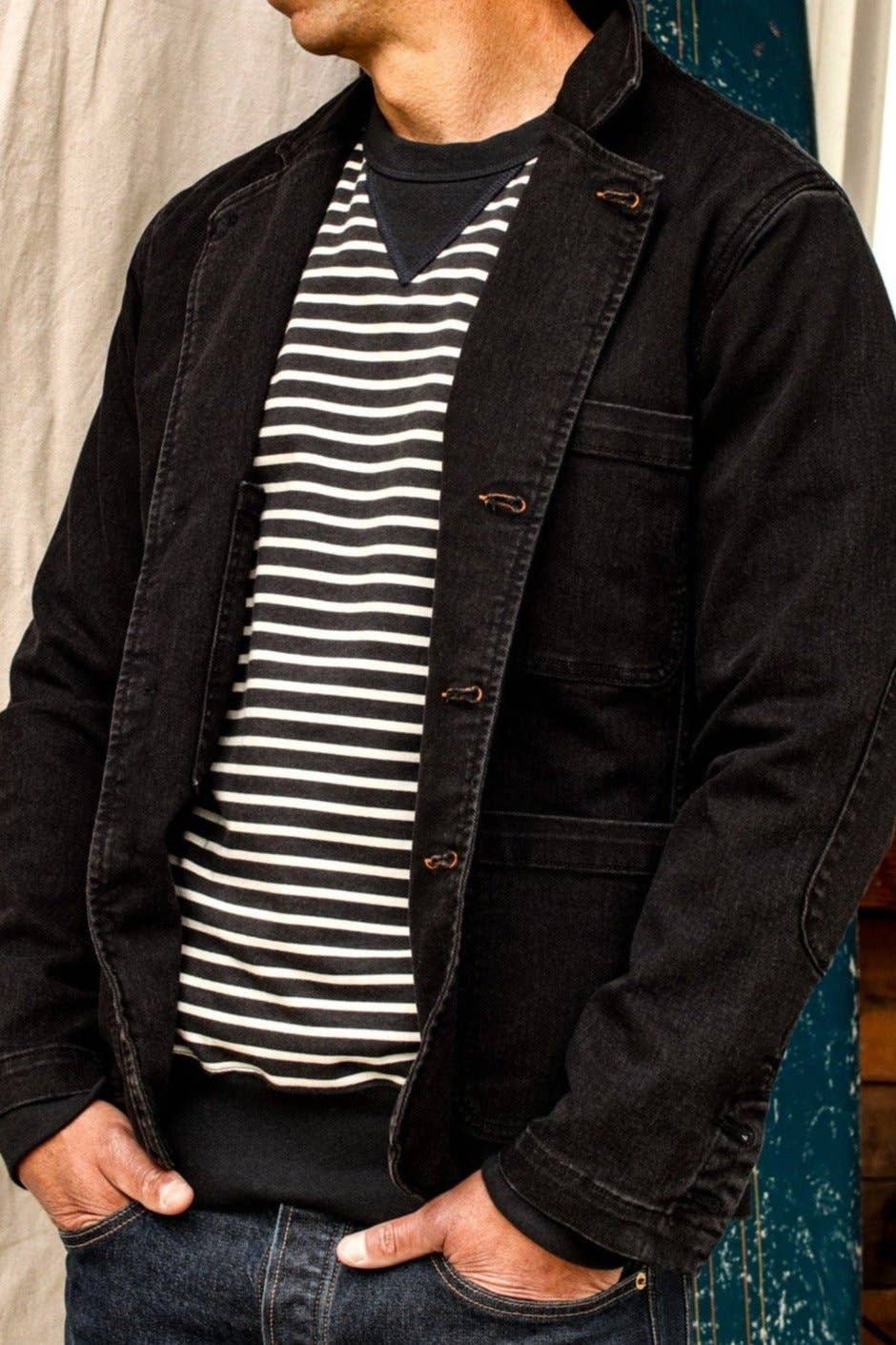 Men's Scout Blazer | Stretch Denim Chore Jacket - Black Stone