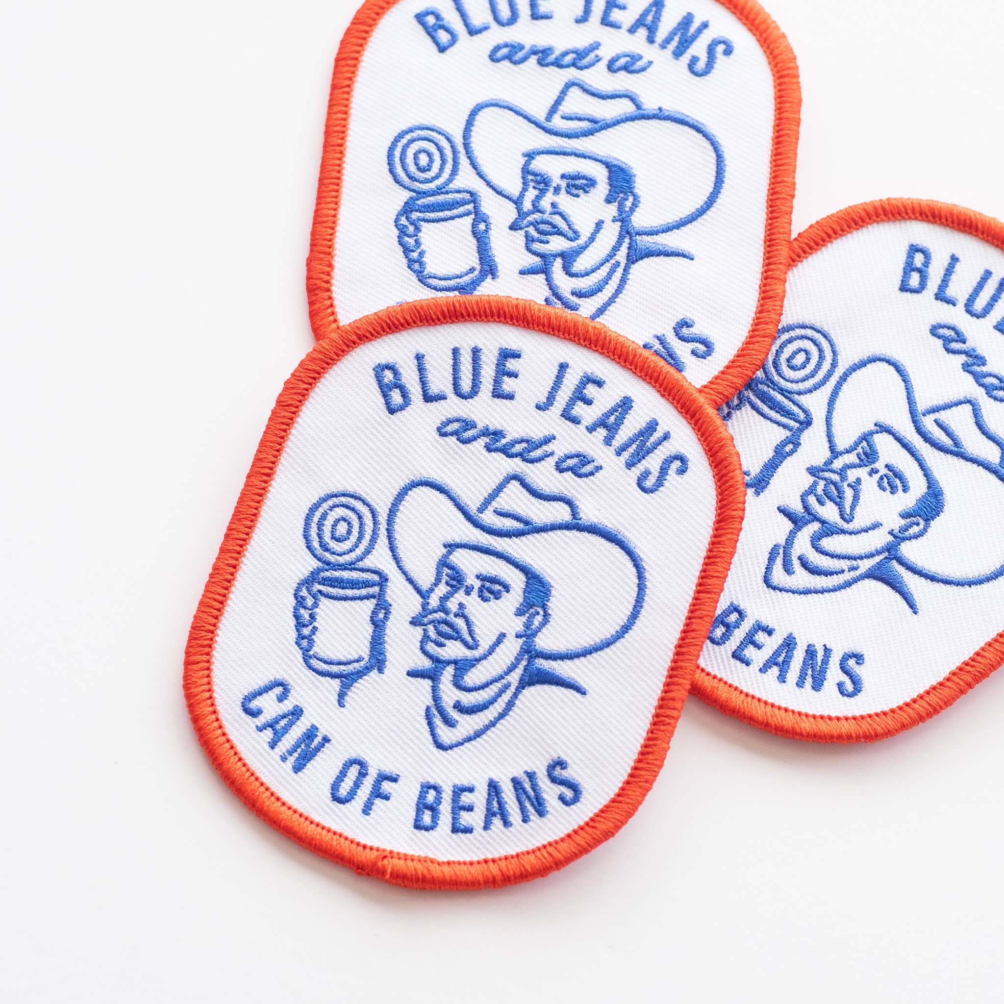 Blue Jeans and a Can of Beans Embroidered Iron on Patch