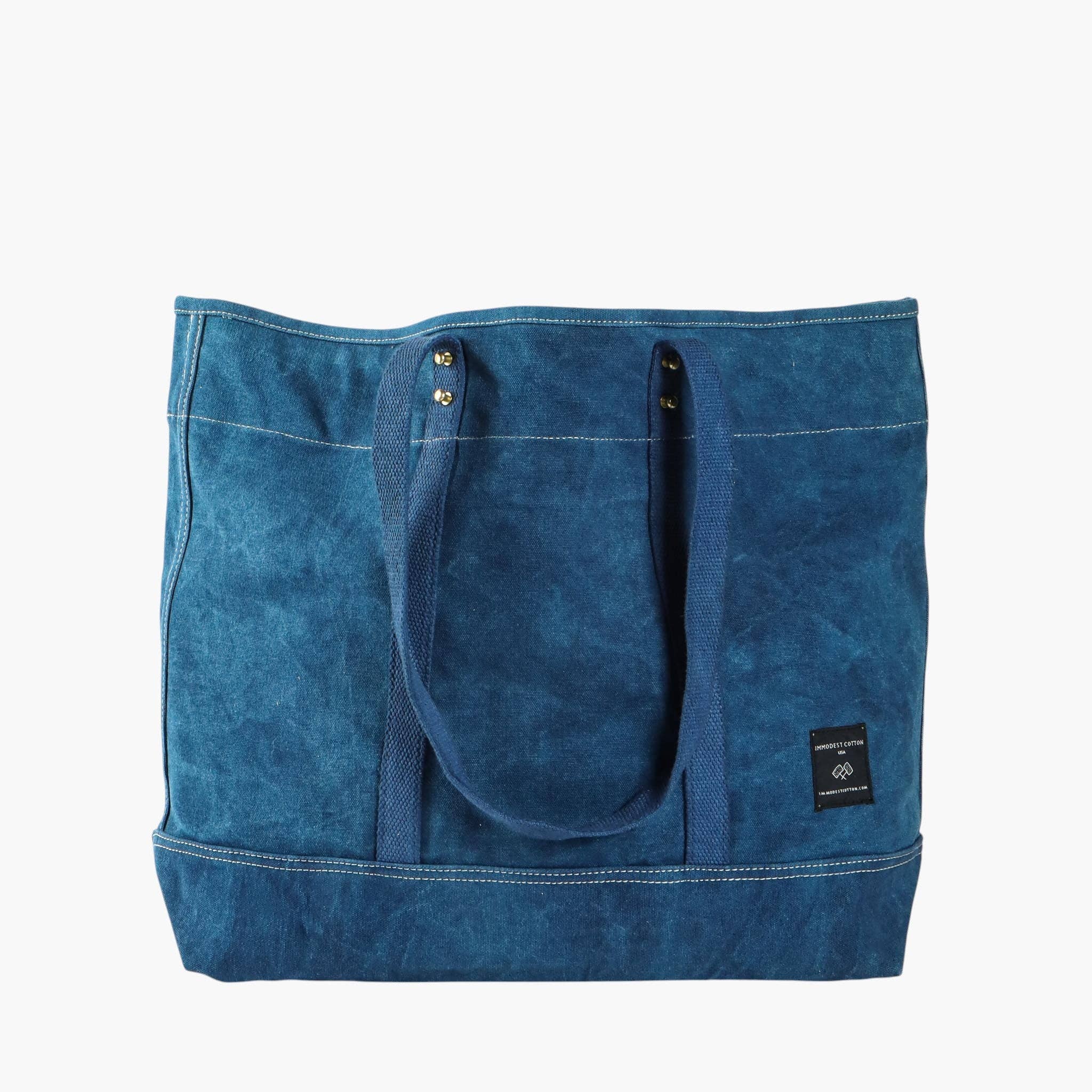 IMMODEST COTTON- Large East West Tote | Indigo