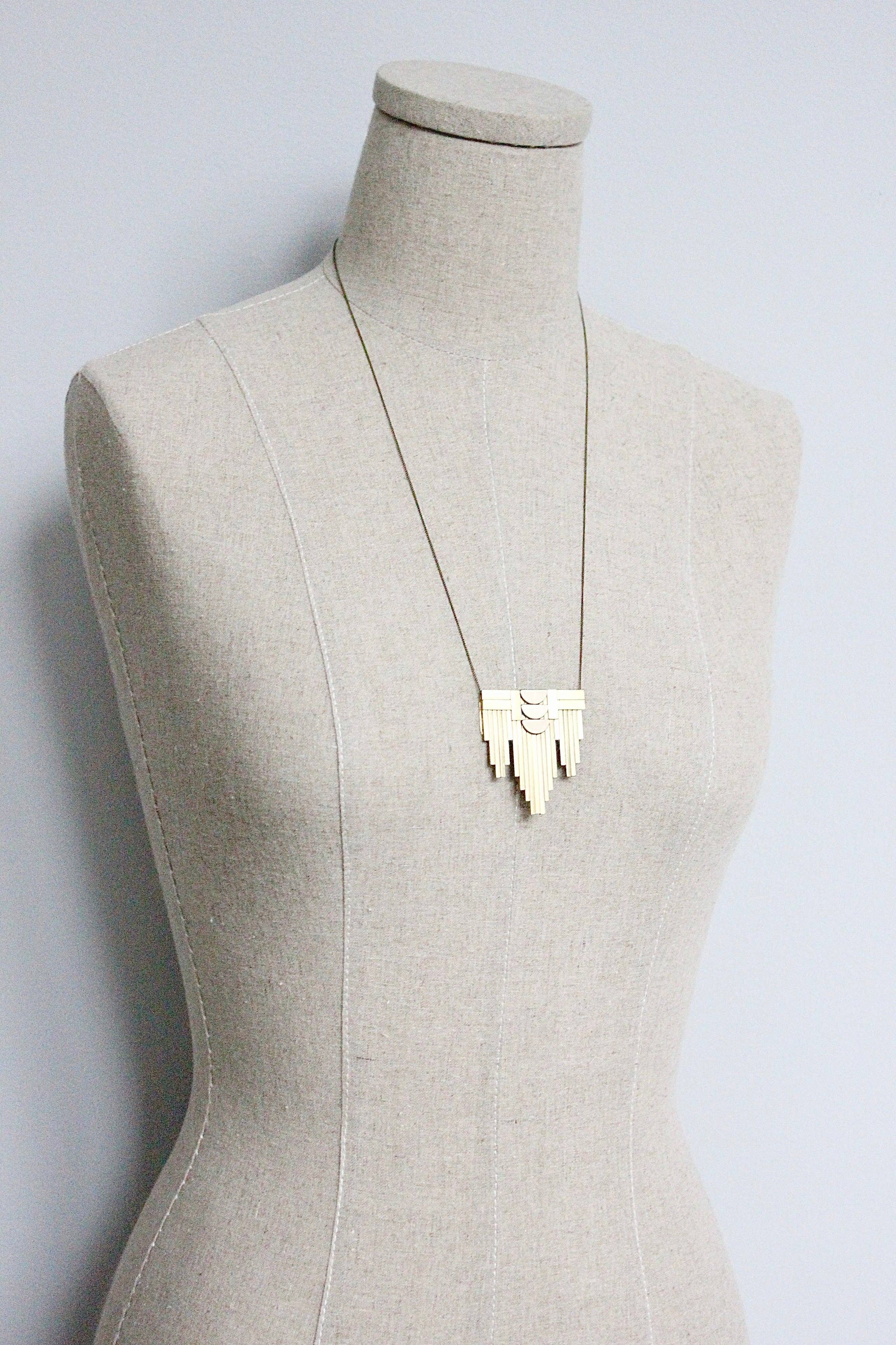 Brass Artdeco pendant necklace