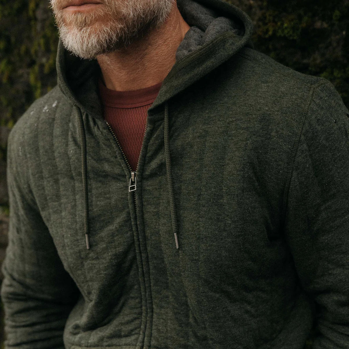 The Apres Zip Hoodie in Fatigue Olive