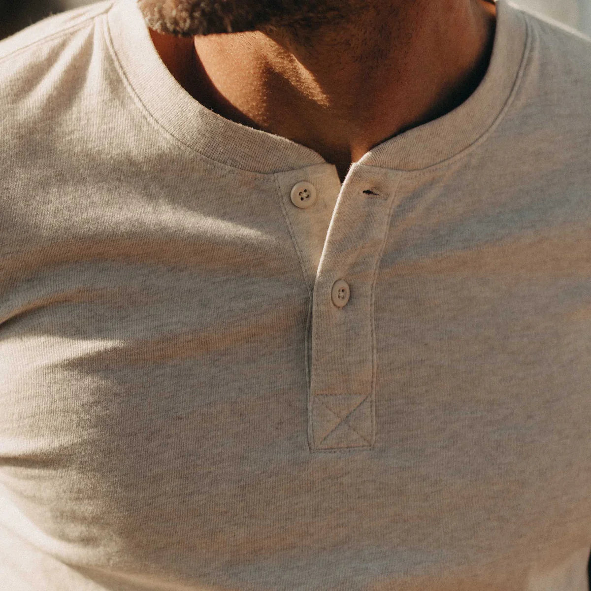 The Organic Cotton Henley in Heather Oat