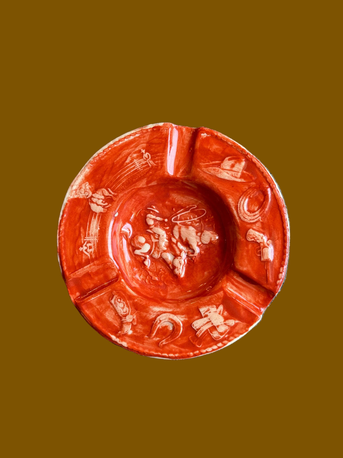 Danny D's Mudshop- Cowboy Ashtray in Fancy Orange