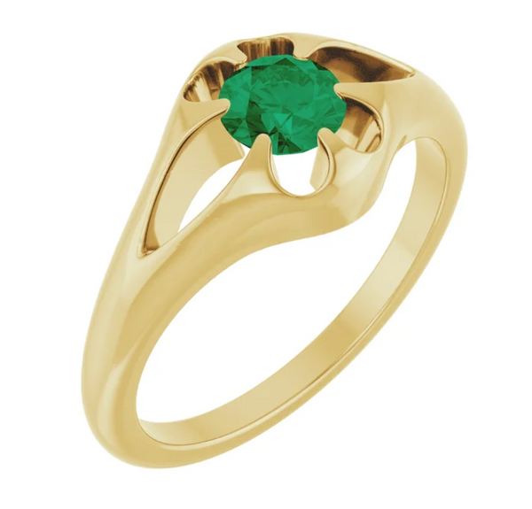 1/3 CT Emerald Belcher Ring