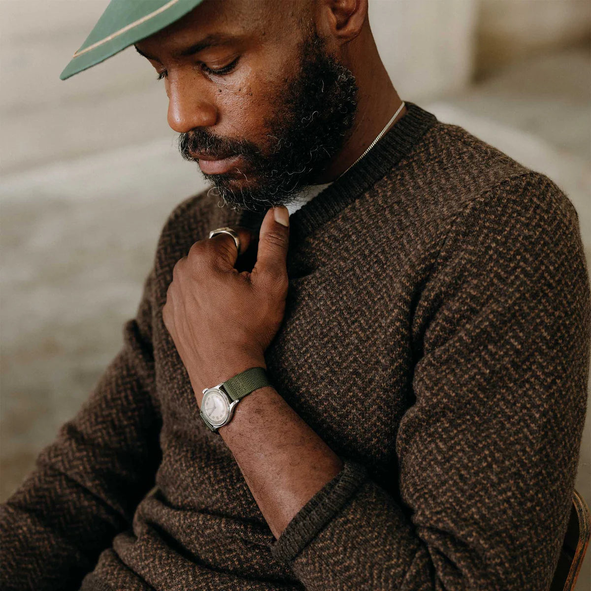 The Eddie Crew in Coffee Herringbone