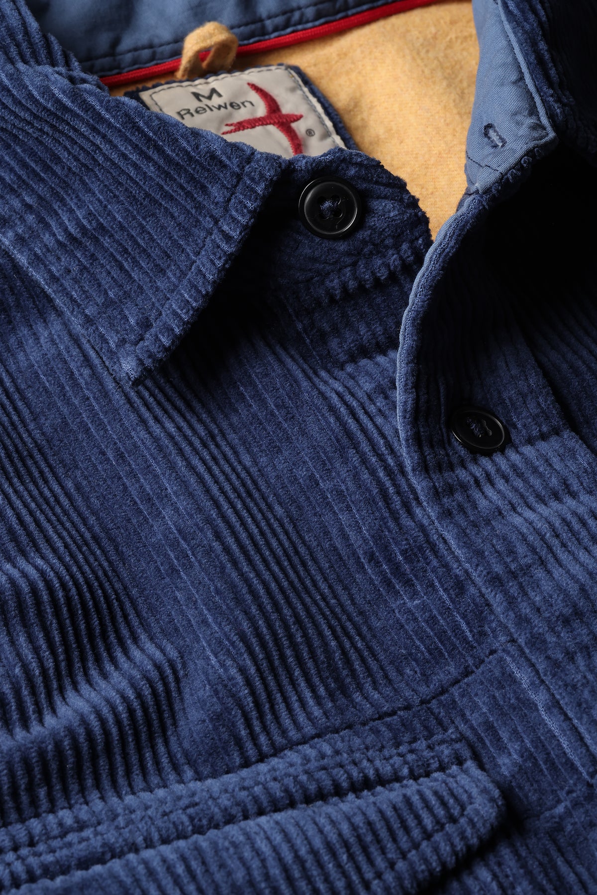 Relwen Cord Workshirt in Admiral Blue — detail view