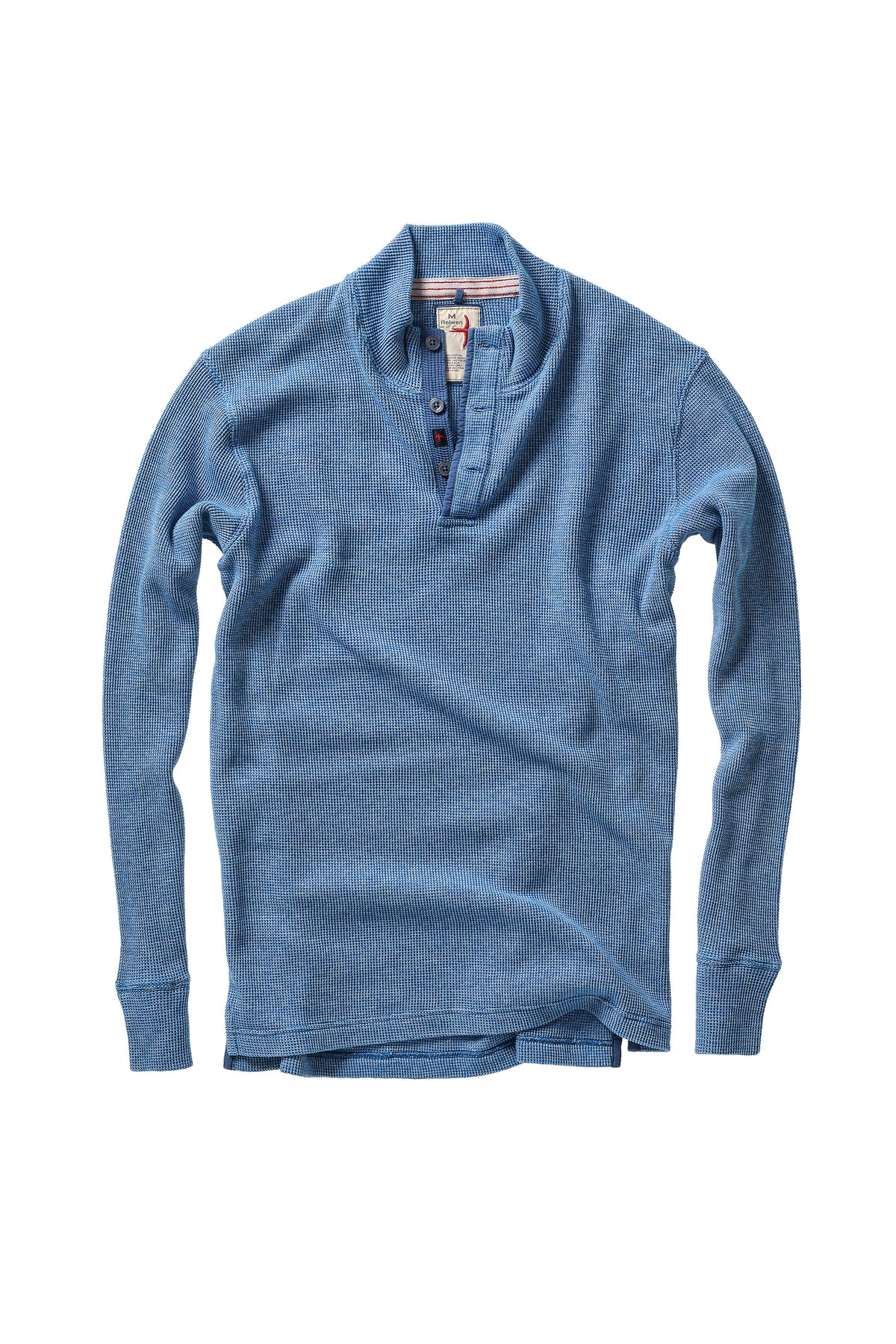 Relwen Bi-Waffle Mock in French Blue — front view