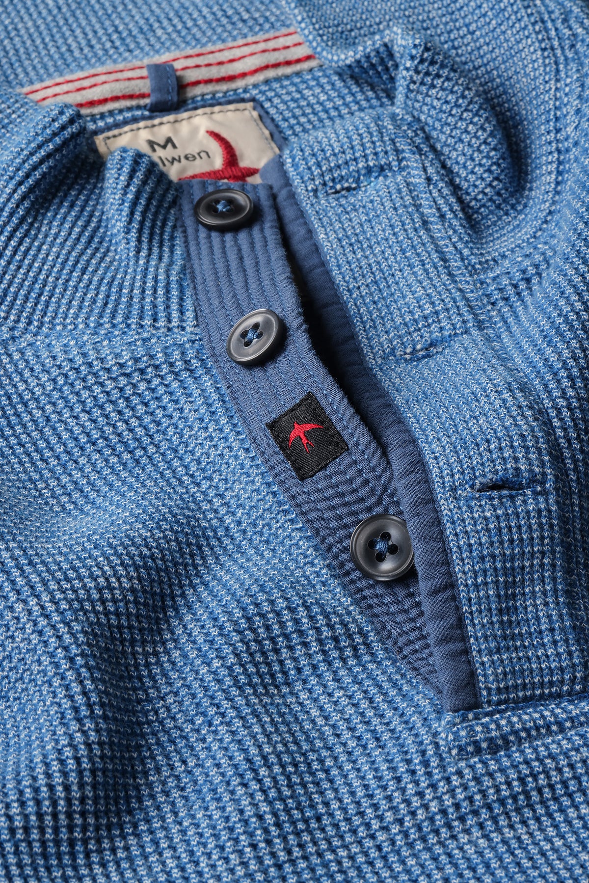 Relwen Bi-Waffle Mock in French Blue — detail view